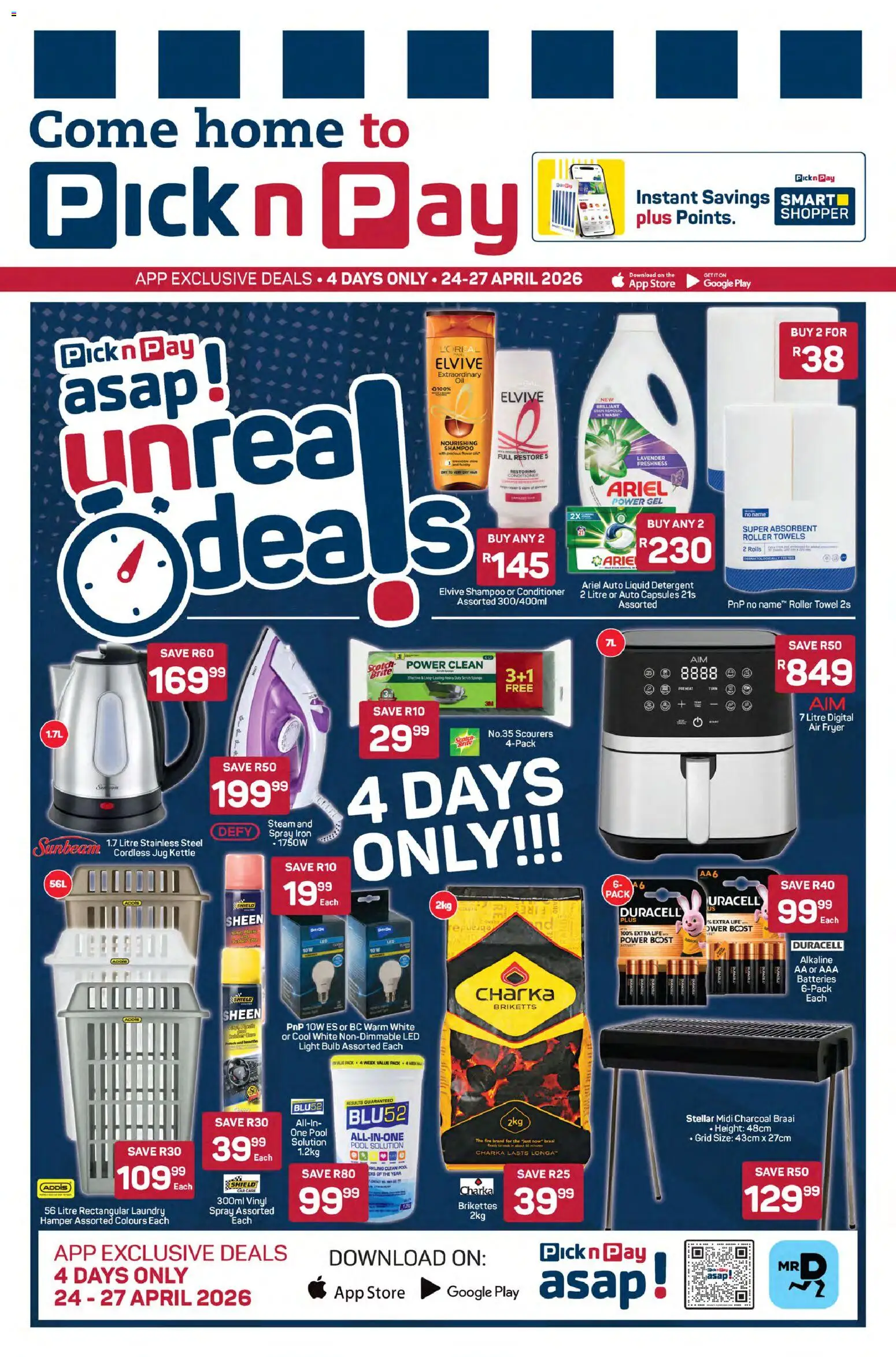 New Pick n Pay catalogue – valid from 24.04.2026 | Page: 3 | Products: Towel, Shampoo, Detergent, Roller towel