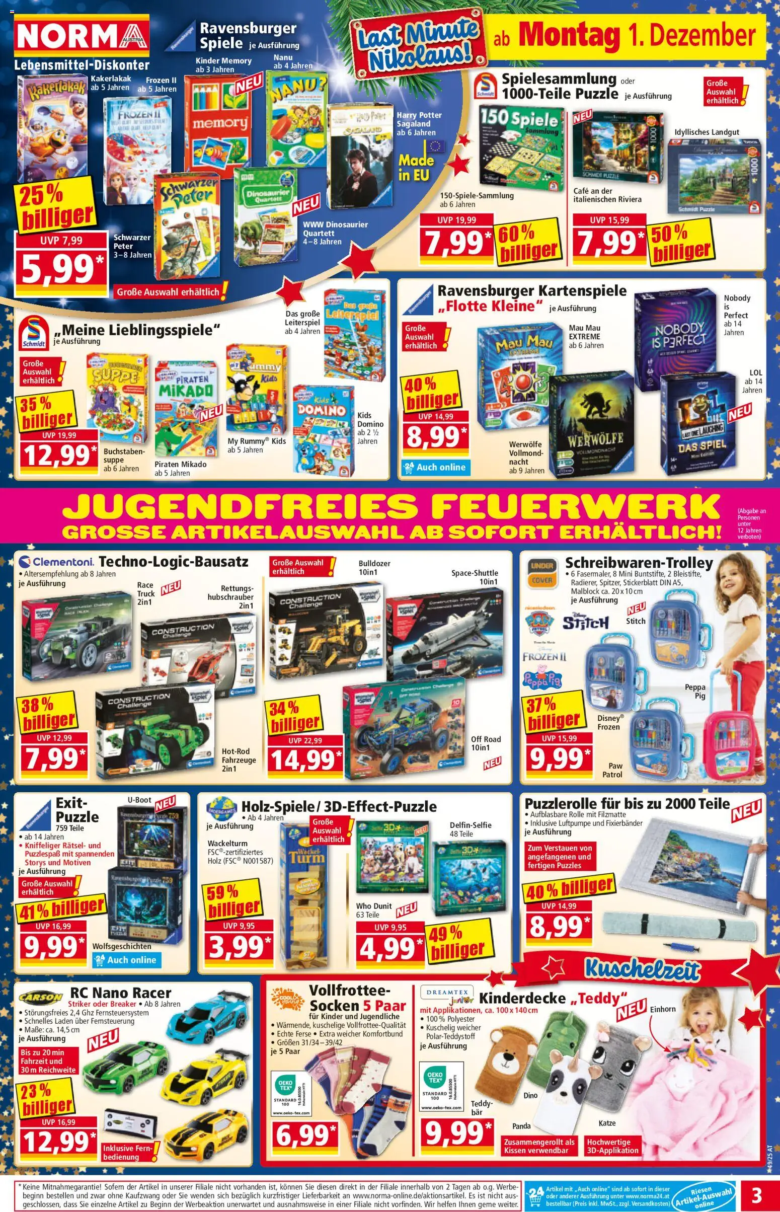 Norma Flugblatt gültig ab 01.12.2025 | Seite: 3 | Produkte: Socken, Spiel, Kissen