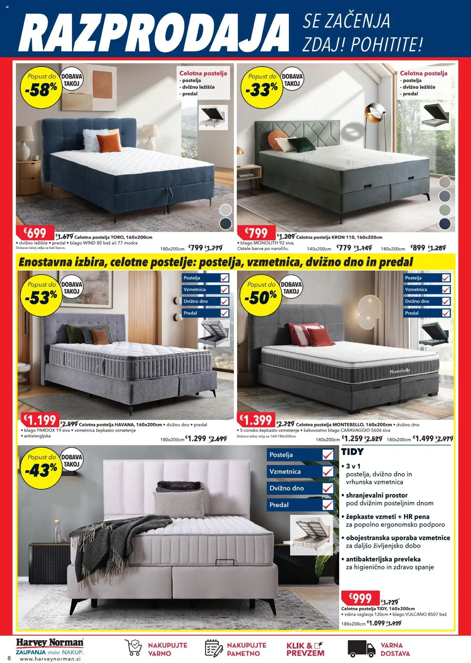 Novi Harvey Norman katalog ponudbe – veljaven od 22.12.2025 | Stran: 8 | Izdelki: Ležišče, Postelja, Vzmetnica, Prevleka