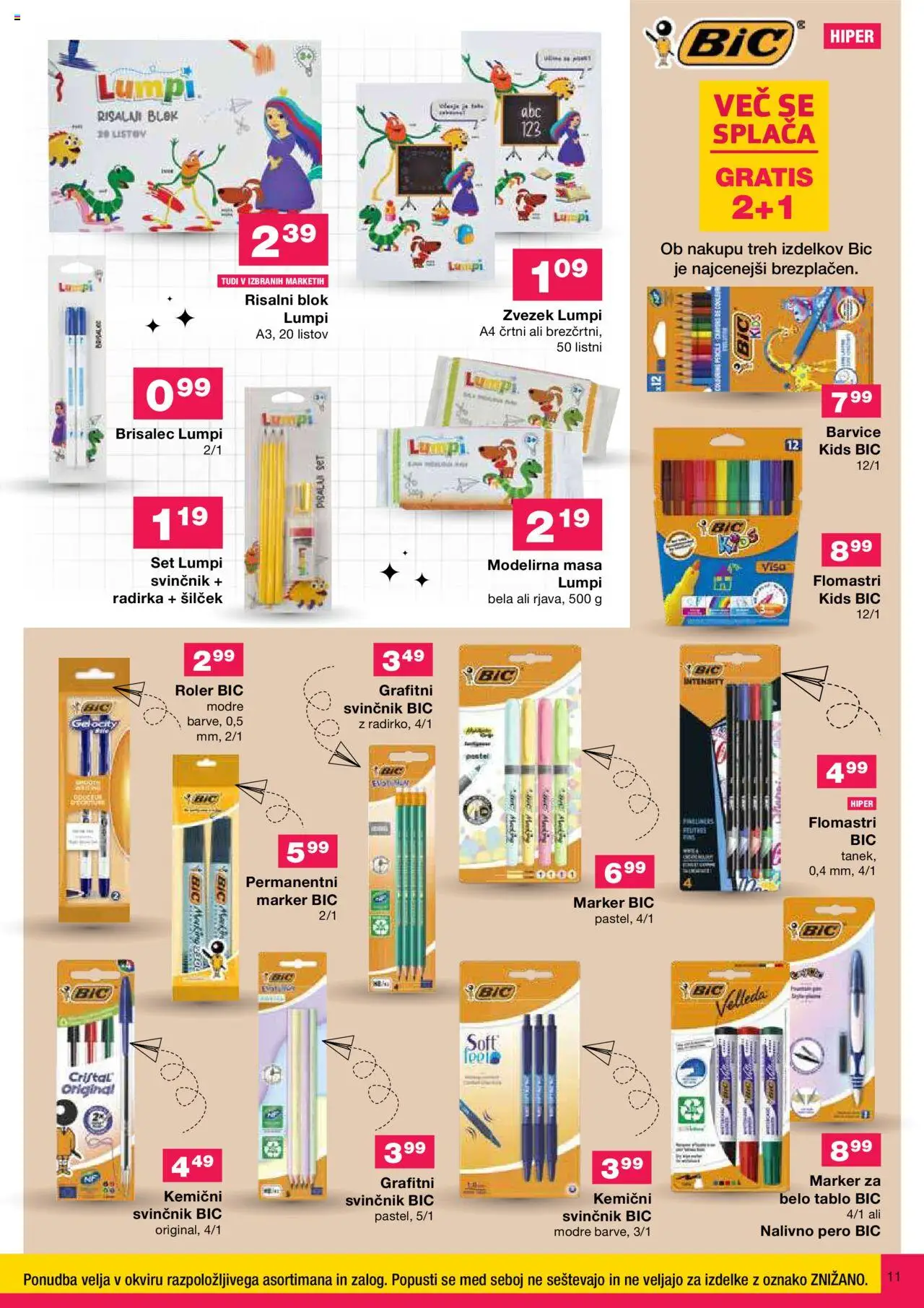 Mercator katalog veselo v šolo │ velja od 30.07.2025 | Stran: 11 | Izdelki: Barvice, Silcek, Svinčnik, Blok