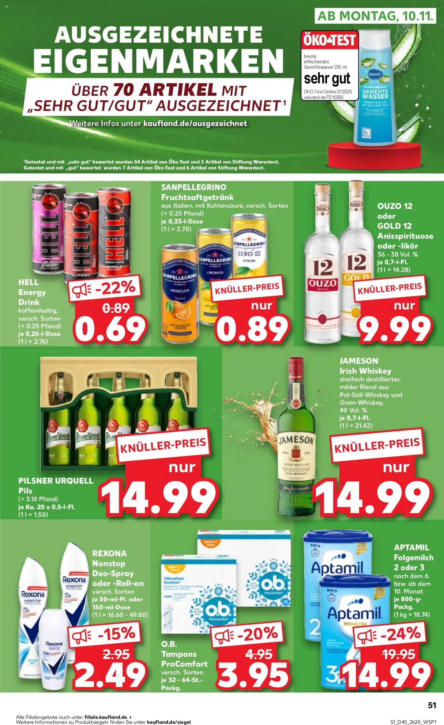 Kaufland prospekt Zeitz	 – gültig ab 06.11.2025 | Seite: 51 | Produkte: Ouzo, Jameson, Wasser, Pilsner urquell