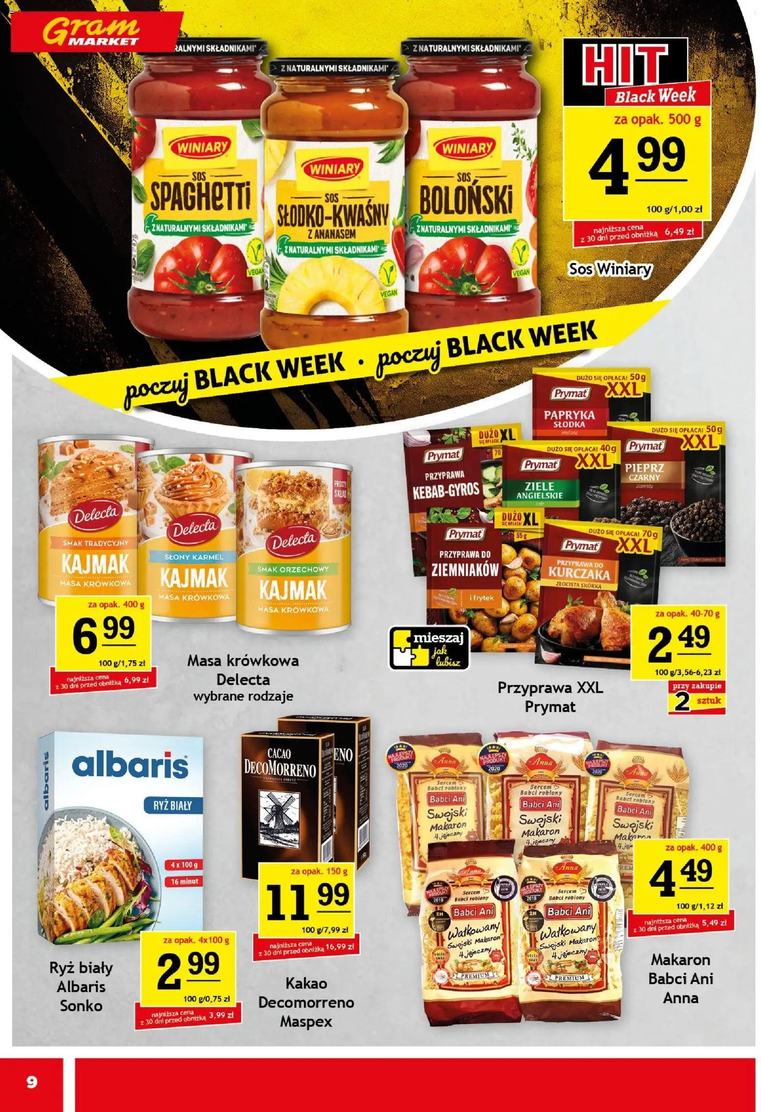 Gram Market Black Friday od 19.11.2025 | Strona: 9 | Produkty: Kajmak, Makaron, Sos, Pieprz