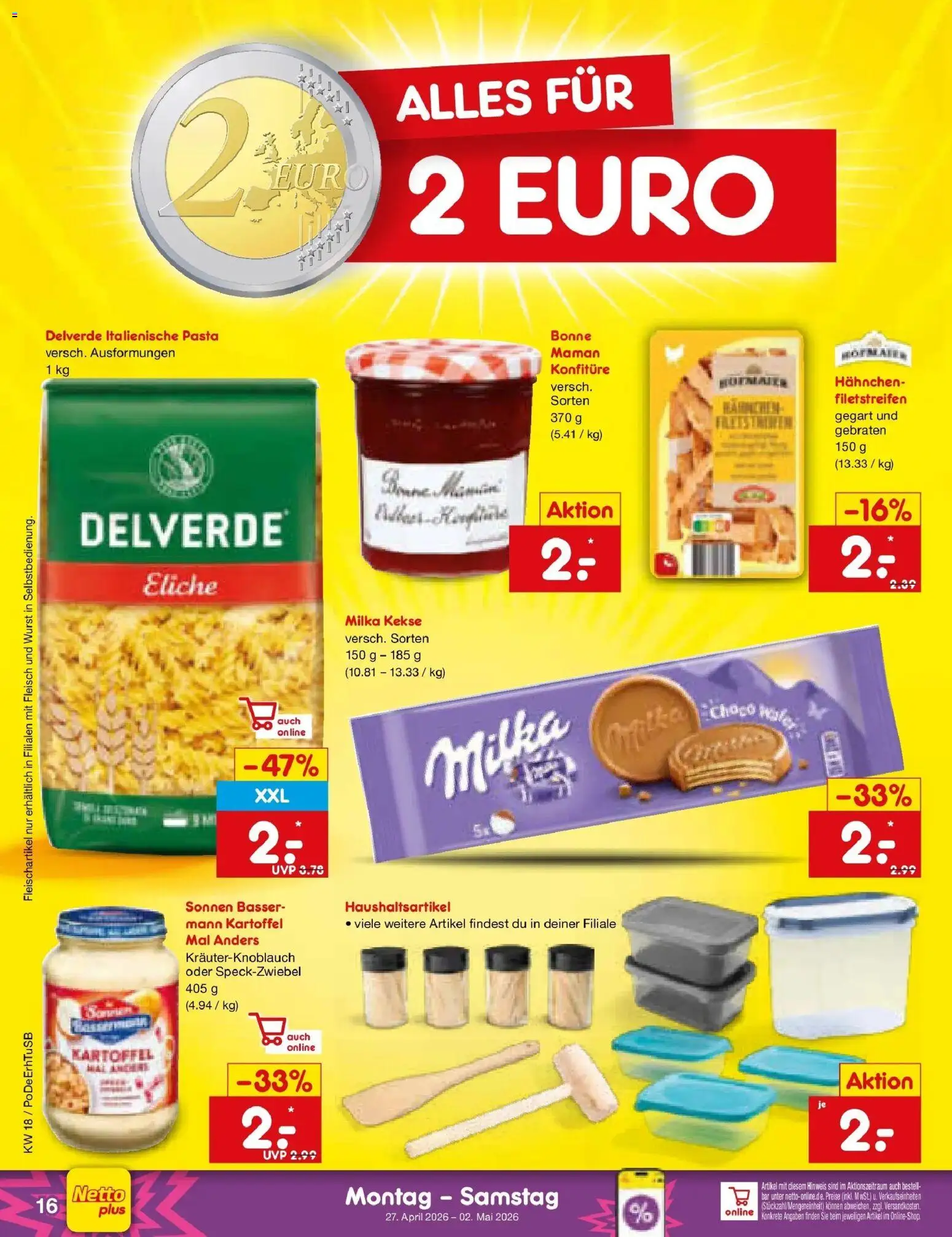 Netto Marken-Discount Prospekt Waiblingen-Bittenfeld	 – gültig ab 27.04.2026 | Seite: 18 | Produkte: Hahnchen, Milka, Wurst, Kekse