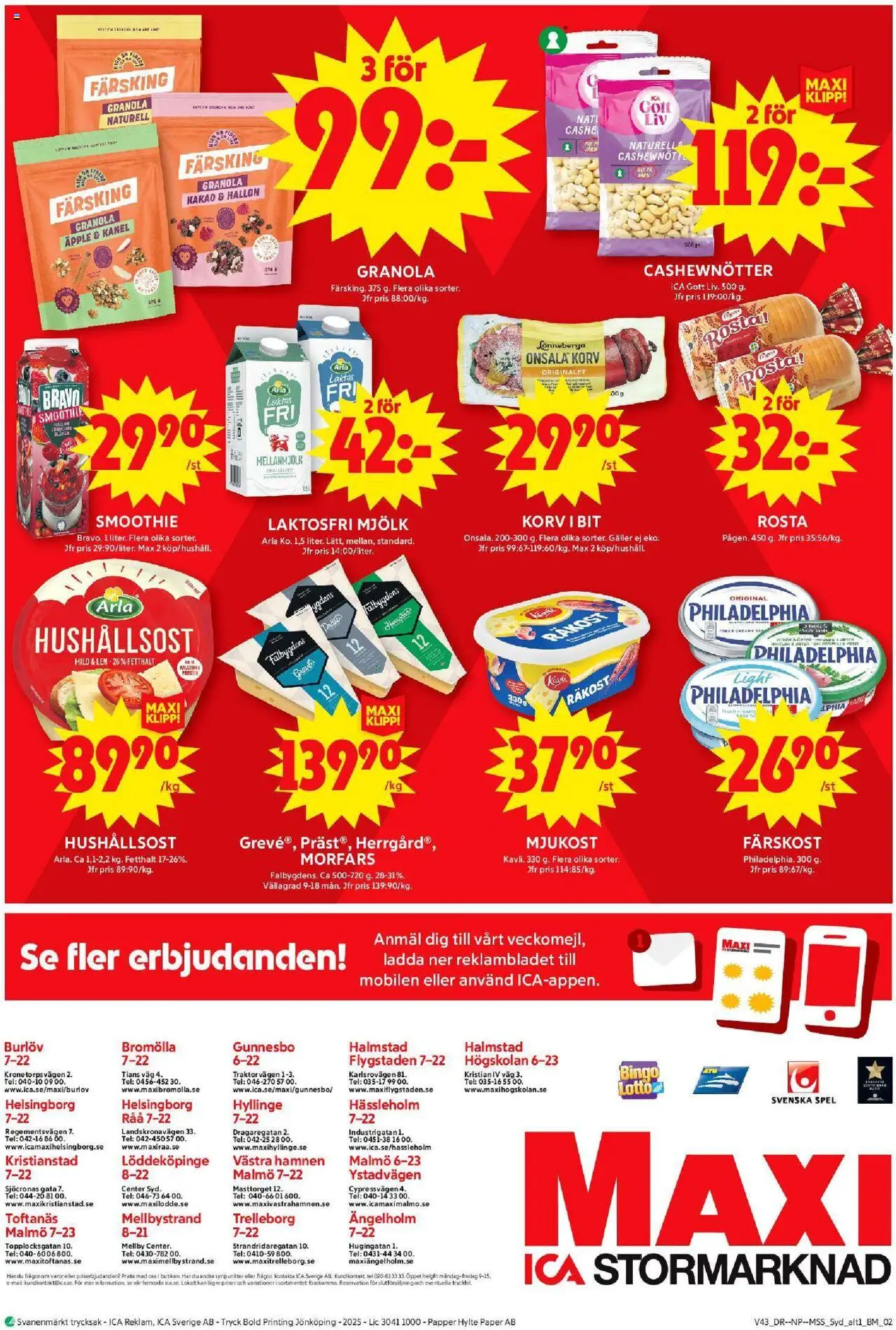 ICA Maxi reklamblad aktuell från 20.10.2025 | Sida: 16 | Produkter: Mjölk, Papper, Mjukost, Hallon