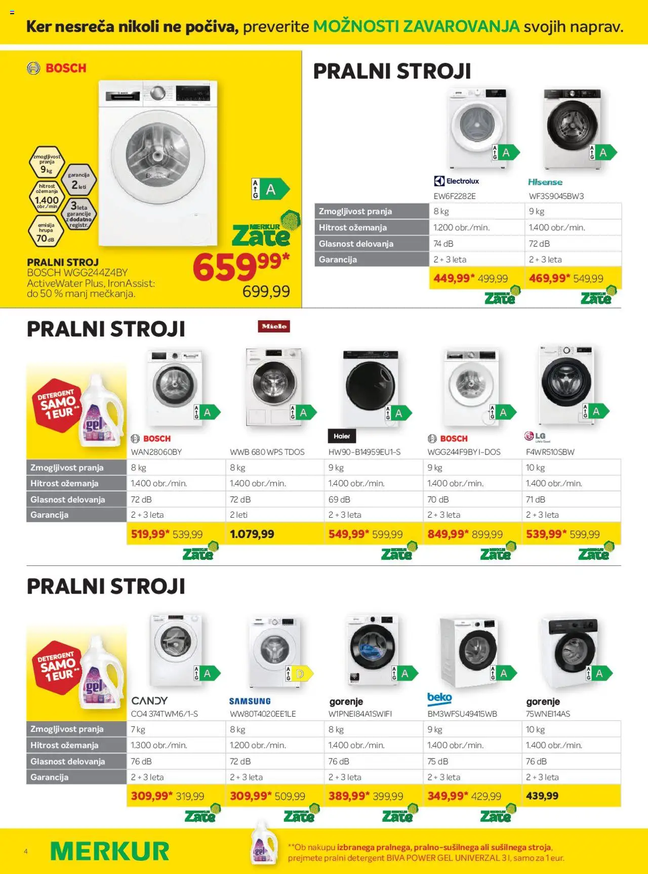 Novi Merkur katalog ponudbe – veljaven od 01.10.2025 | Stran: 4 | Izdelki: Pralni stroj, Detergent
