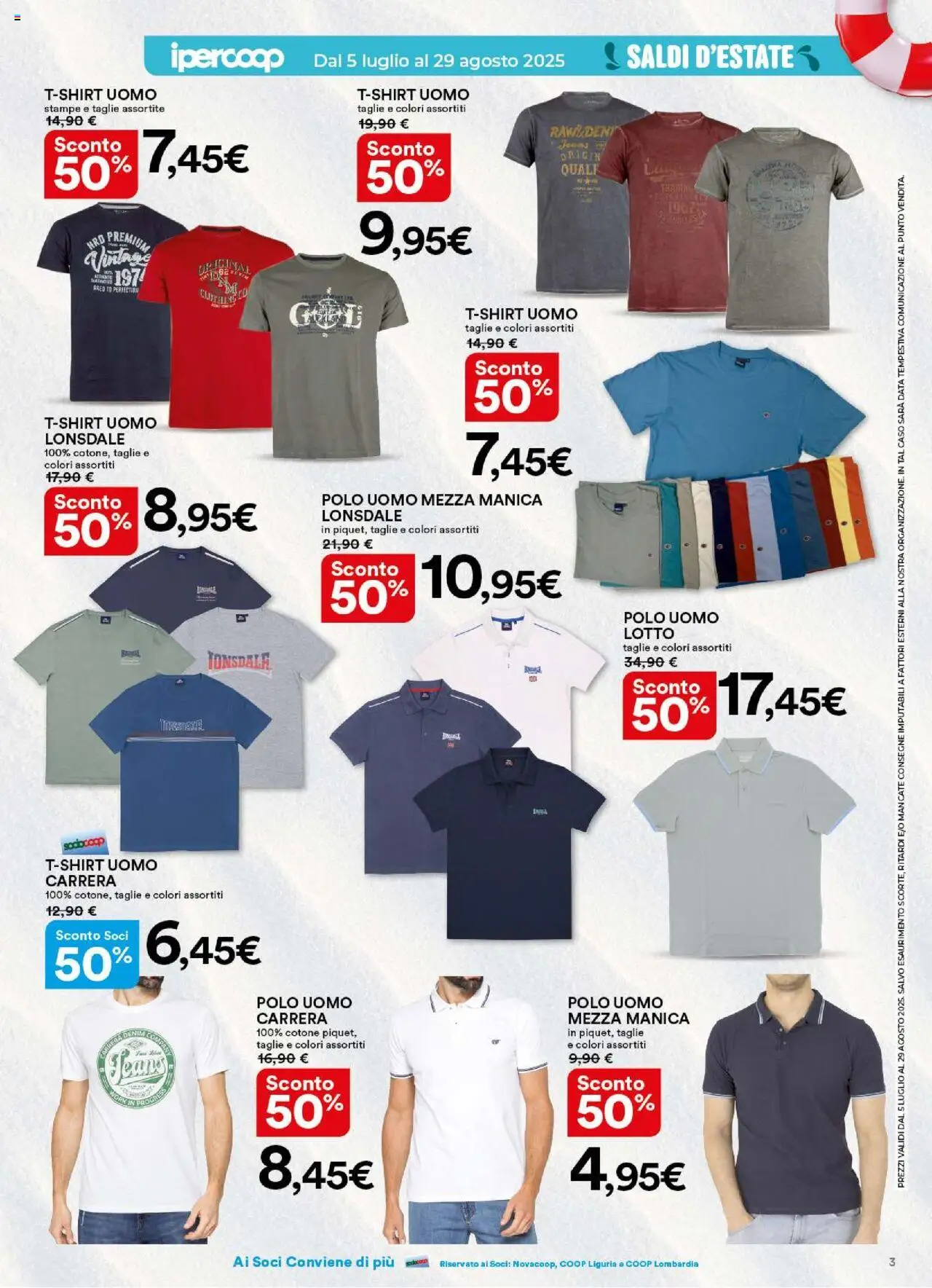 Volantino Ipercoop del 05.07.2025 | Pagina: 3 | Prodotti: T-shirt, Jeans, Data, Polo
