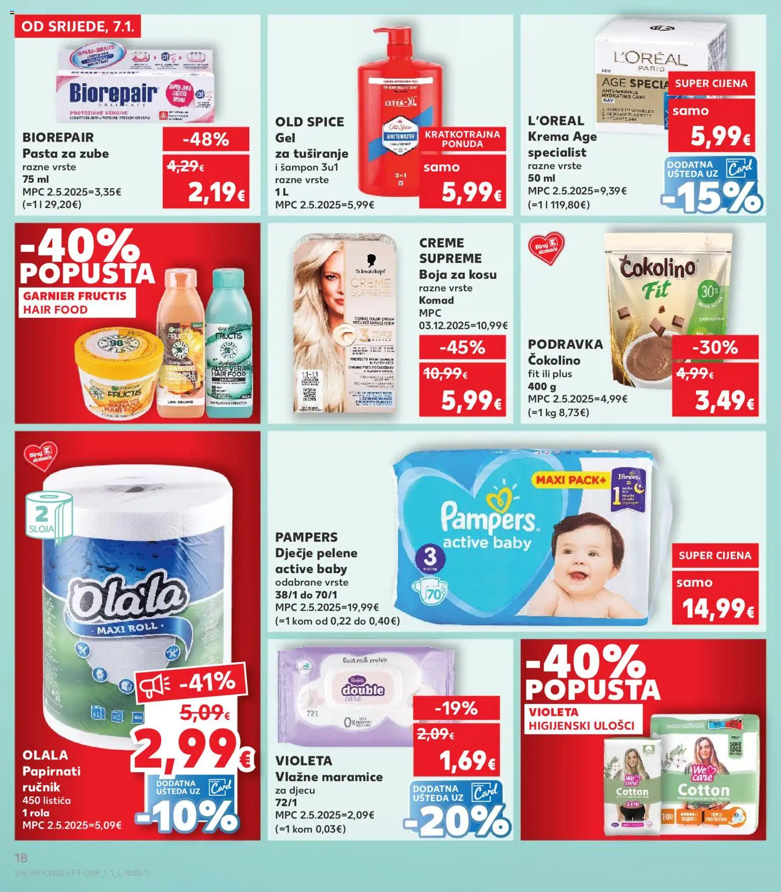 Kaufland katalog | vrijedi od 07.01.2026 | Stranica: 18 | Proizvodi: Vlažne maramice, Pasta za zube, Ručnik, Old Spice