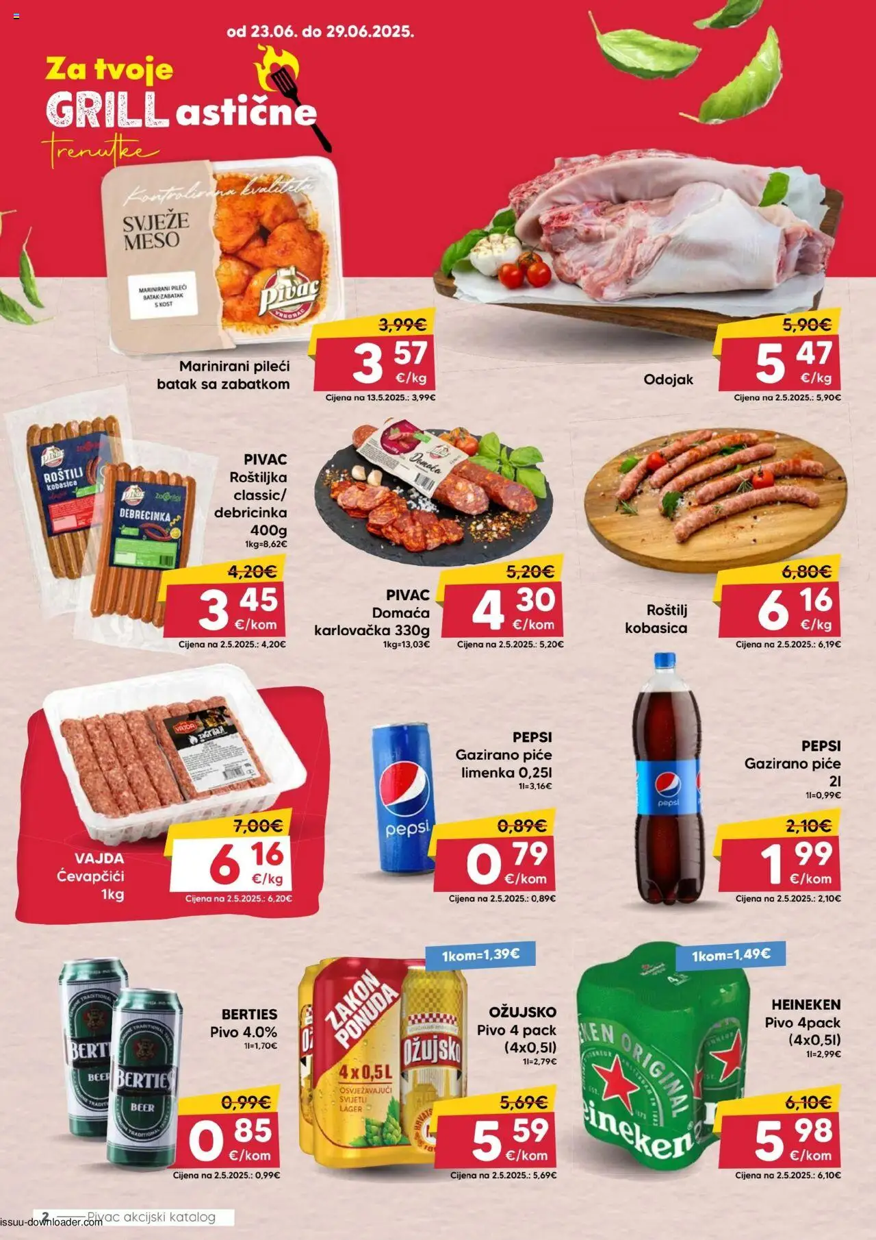 Pivac katalog | vrijedi od 23.06.2025 | Stranica: 2 | Proizvodi: Pepsi, Meso, Heineken, Kobasica