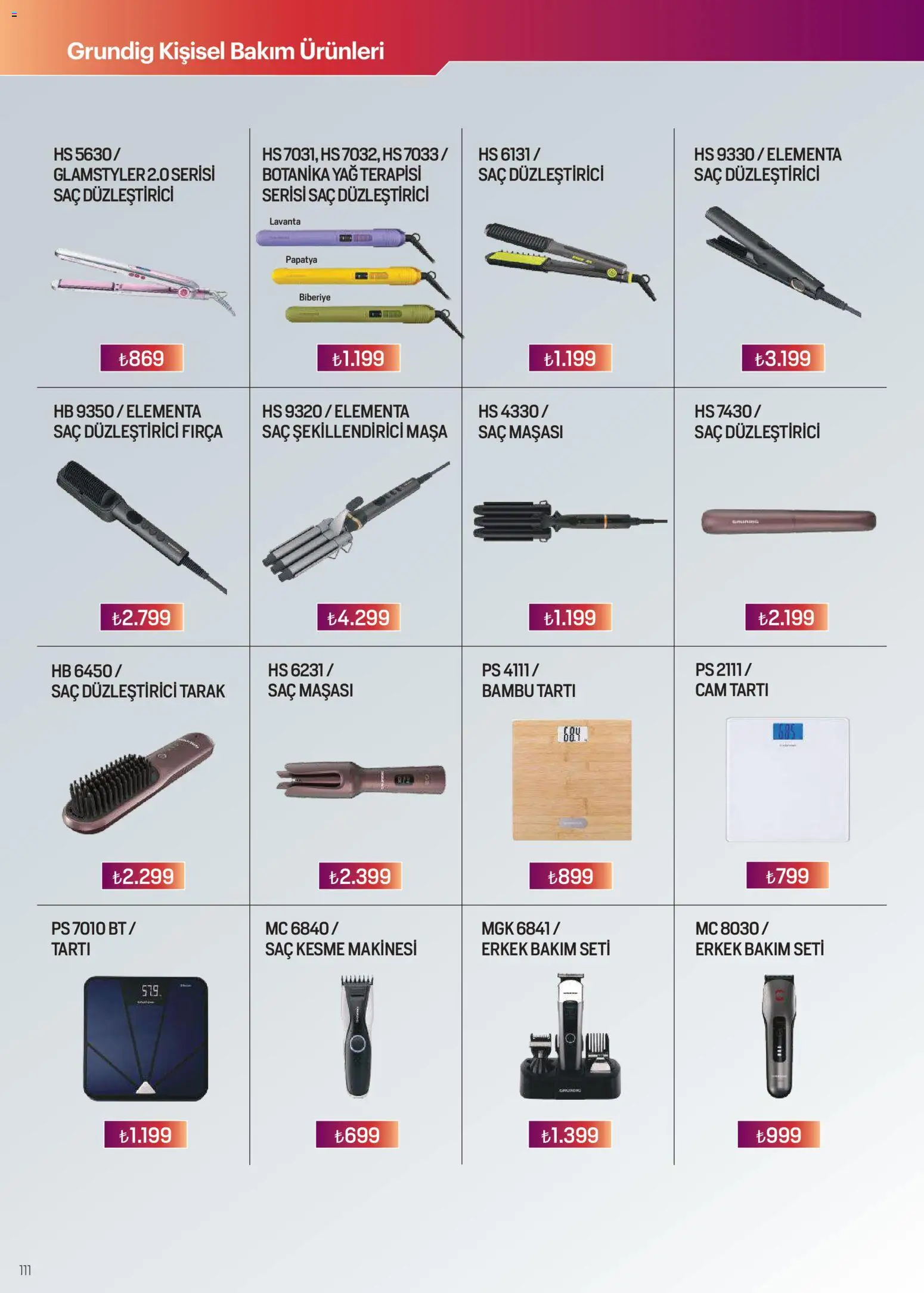 Arçelik Katalog - 01.02.2026 tarihinden itibaren geçerlidir | Sayfa: 111 | Ürünler: Saç düzleştirici, Tartı, Fırça, Yağ