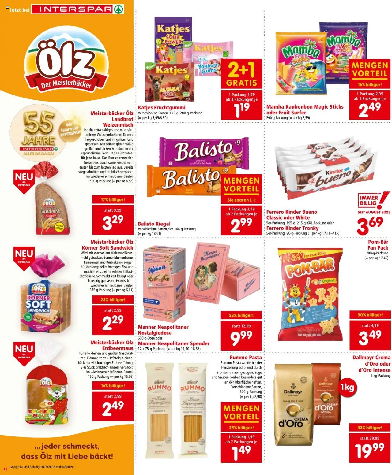 Interspar Flugblatt gültig ab 09.10.2025 | Seite: 12 | Produkte: Pasta, Brot