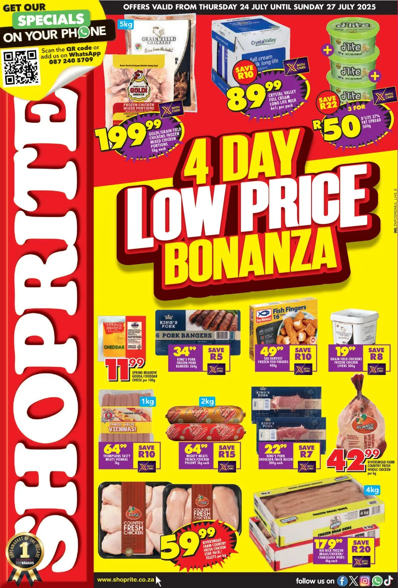 Shoprite KwaZulu-Natal - Low Price Bonanza │ valid from 24.07.2025 | Page: 1 | Products: Phone, Pork, Fish, Bacon