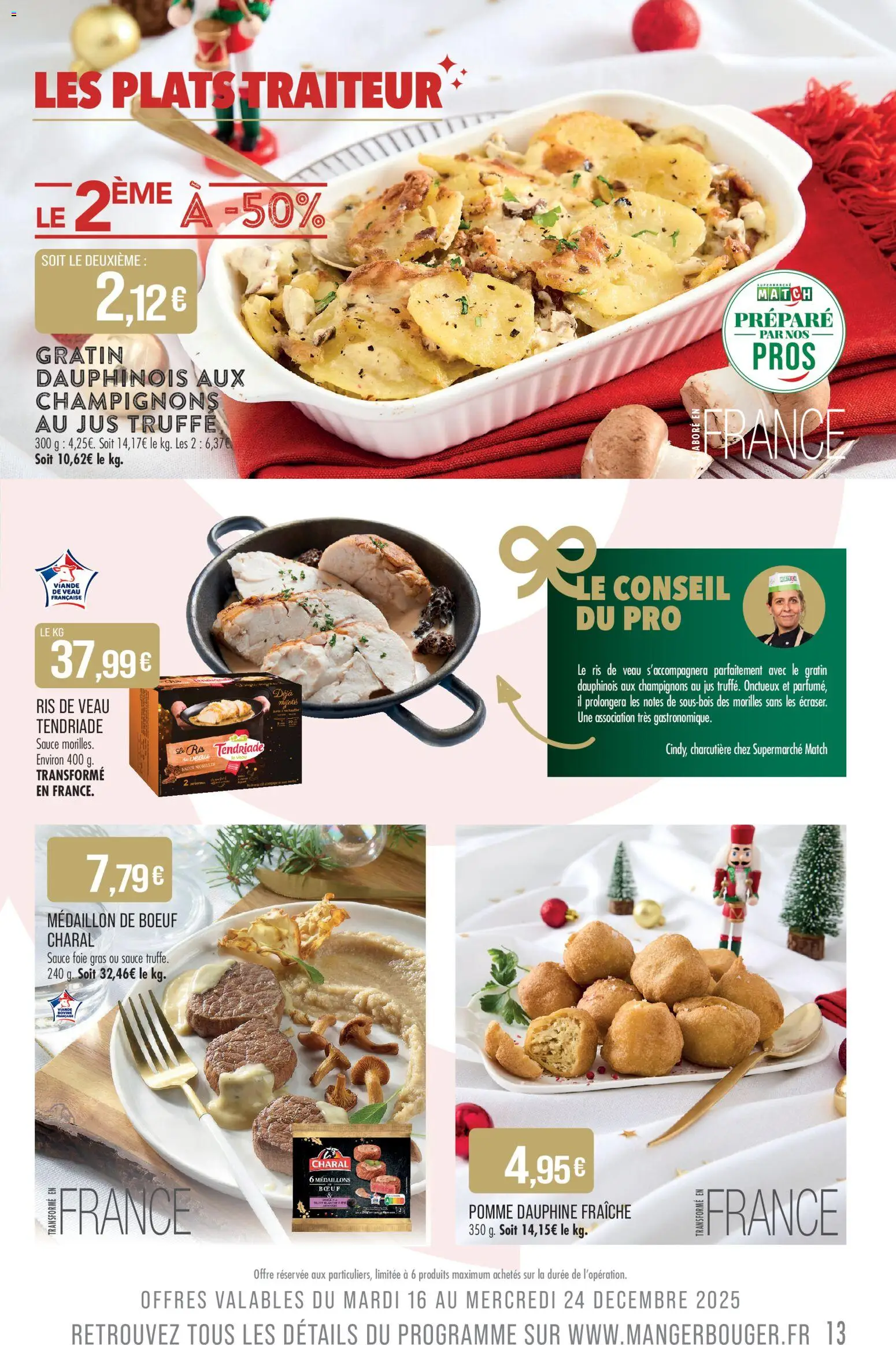 {H1} | Page: 13 | Produits: Ris de veau, Pomme, Viande, Jus