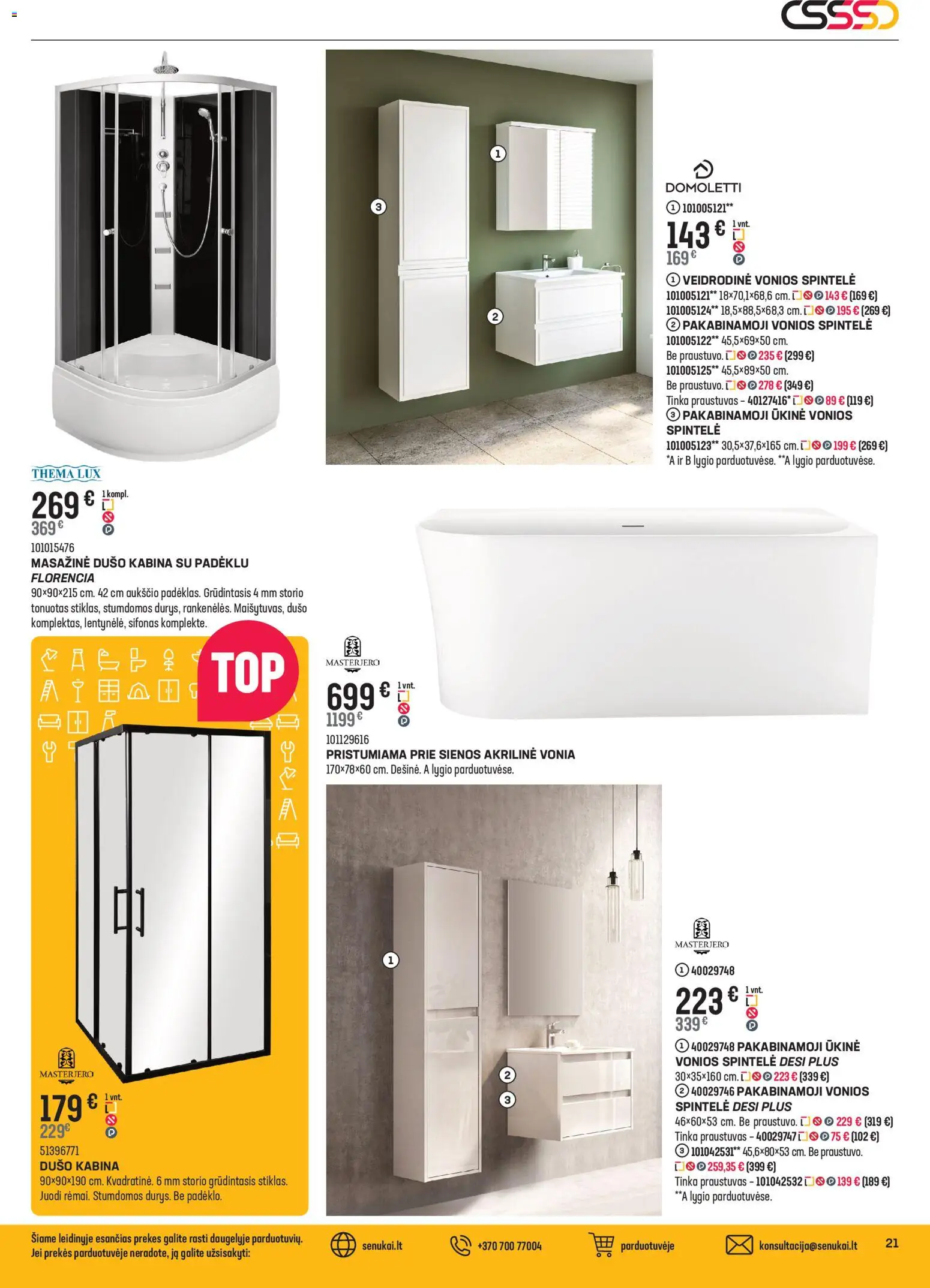 Senukai akcijos nuo 12.11.2025 | Puslapis: 21 | Prekių: Dušo kabina, Spintelė, Praustuvas, Vonia