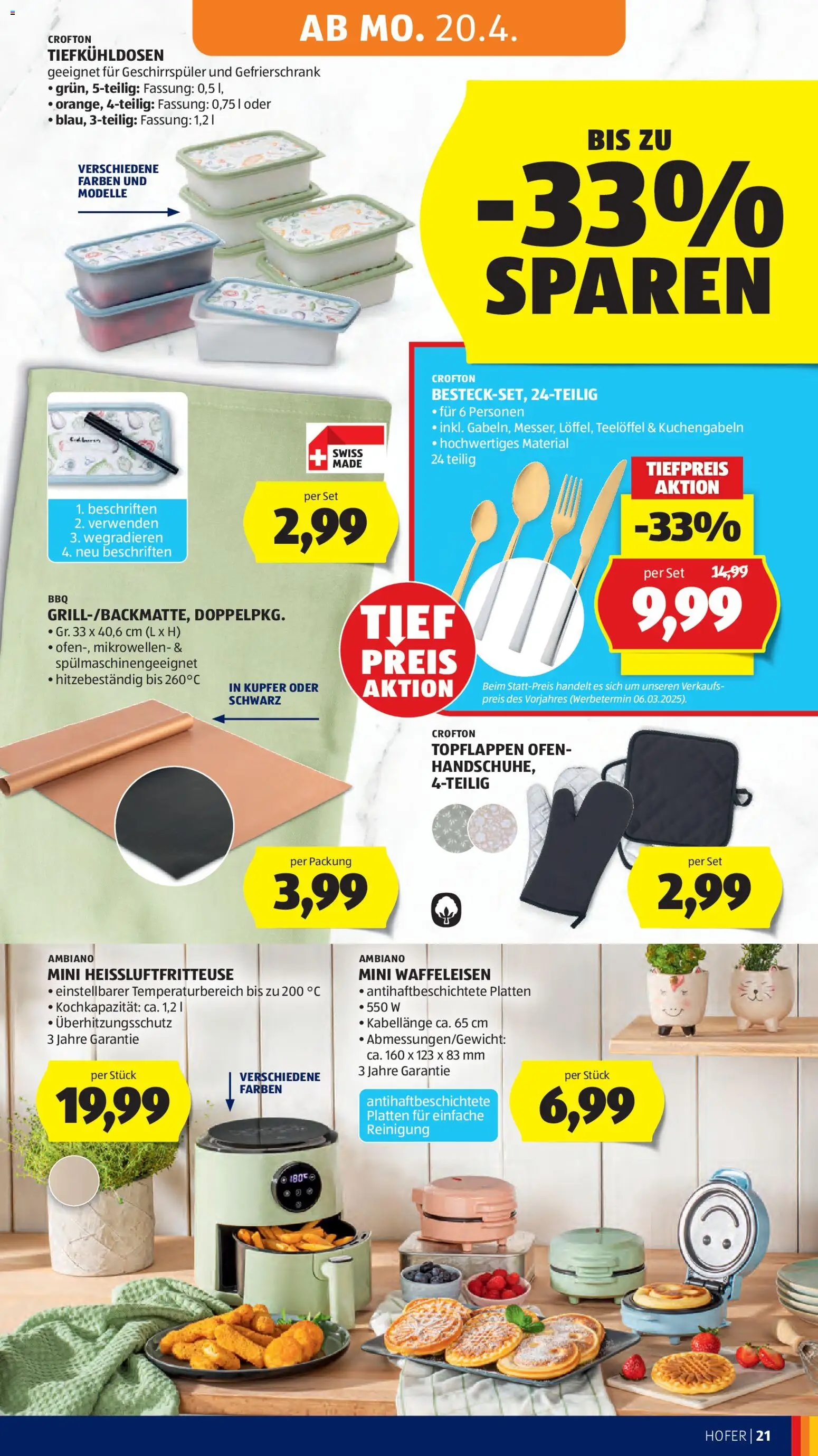 Hofer Flugblatt gültig ab 20.04.2026 | Seite: 25 | Produkte: Gefrierschrank, Ofen, Geschirrspüler