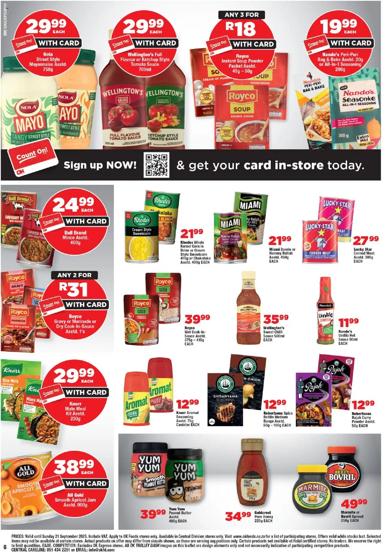 New OK Foods catalogue – valid from 10.09.2025 | Page: 6 | Products: Jam, Cream, Peanut butter, Sauce