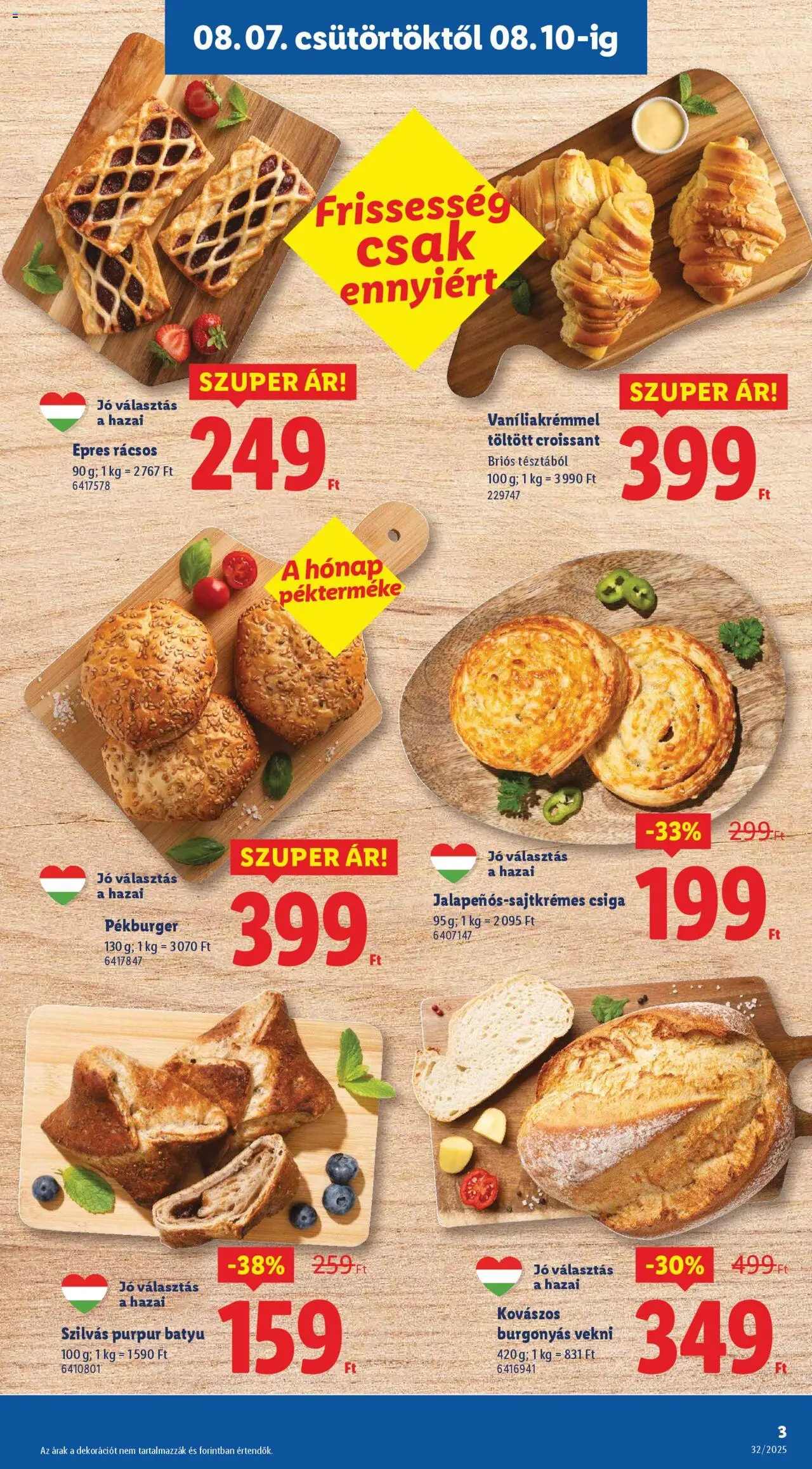Lidl akciós ujság - amely érvényes a következő dátumtól: 07.08.2025 | Oldal: 3 | Termékek: Croissant
