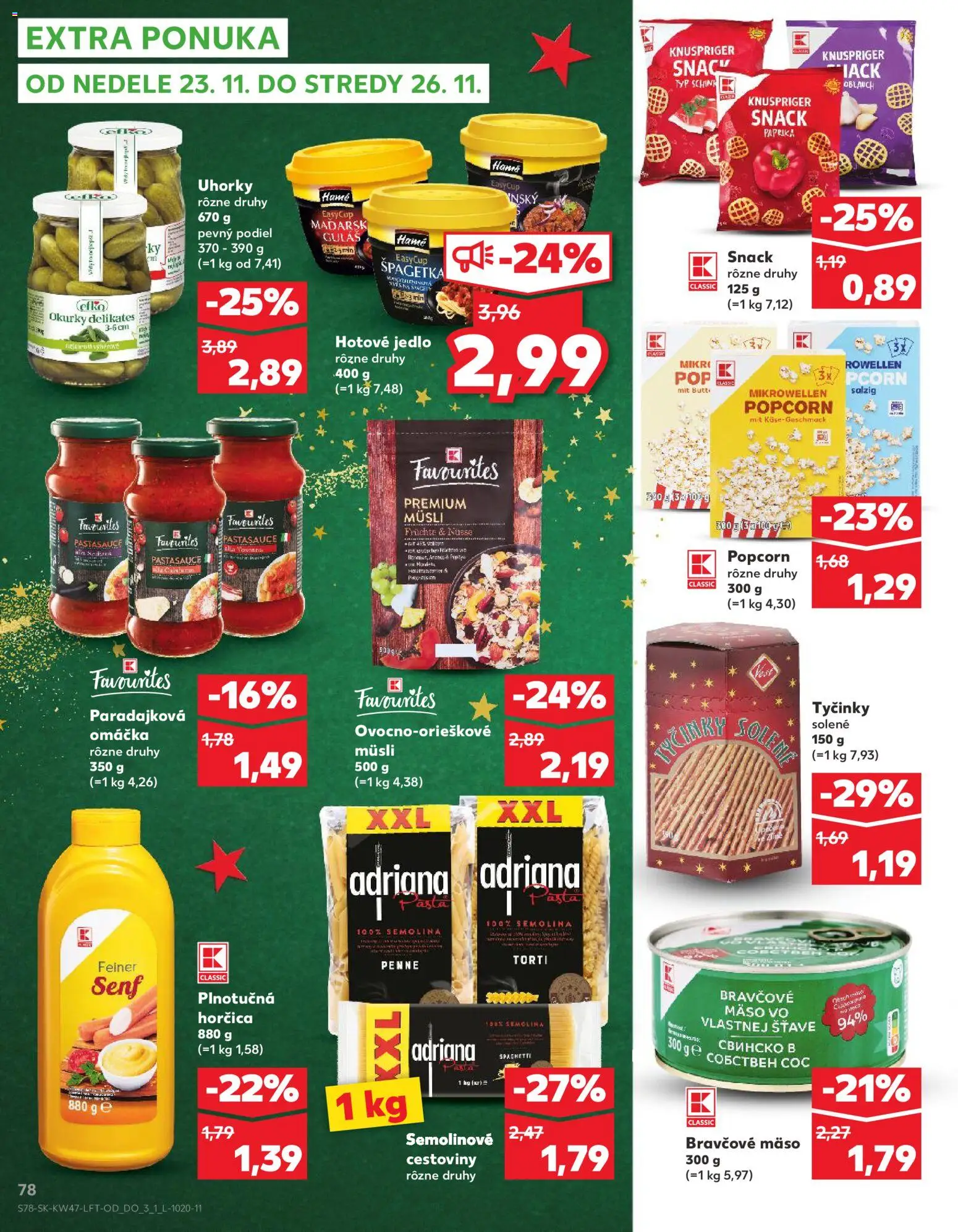 Nové Kaufland akcie – leták je platný od 20.11.2025 | Strana: 78 | Produkty: Paprika, Penne, Omáčka, Uhorky