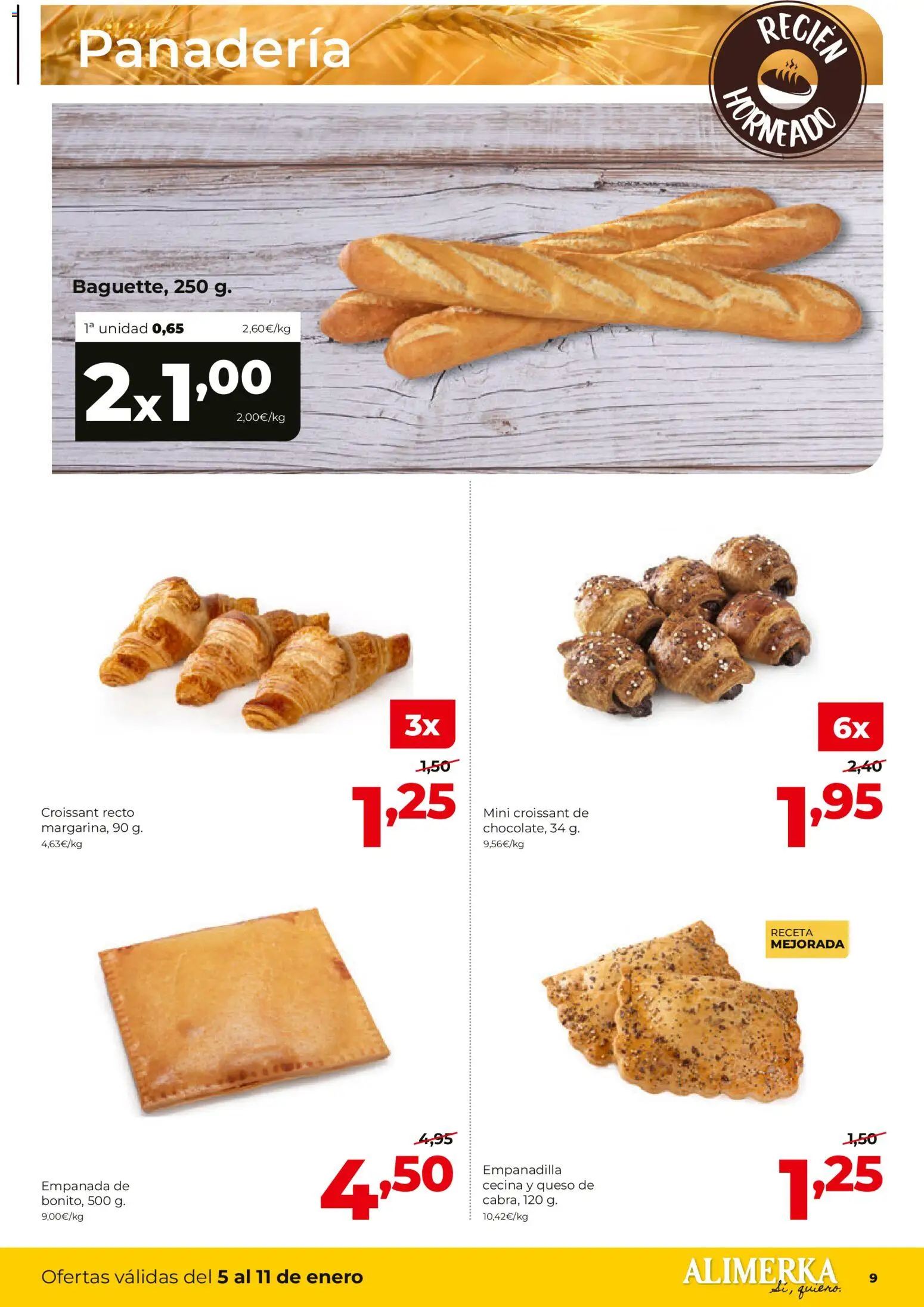 Alimerka folleto Castilla y León │ válido desde el 05.01.2026 | Página: 9 | Productos: Queso, Croissant, Panadería