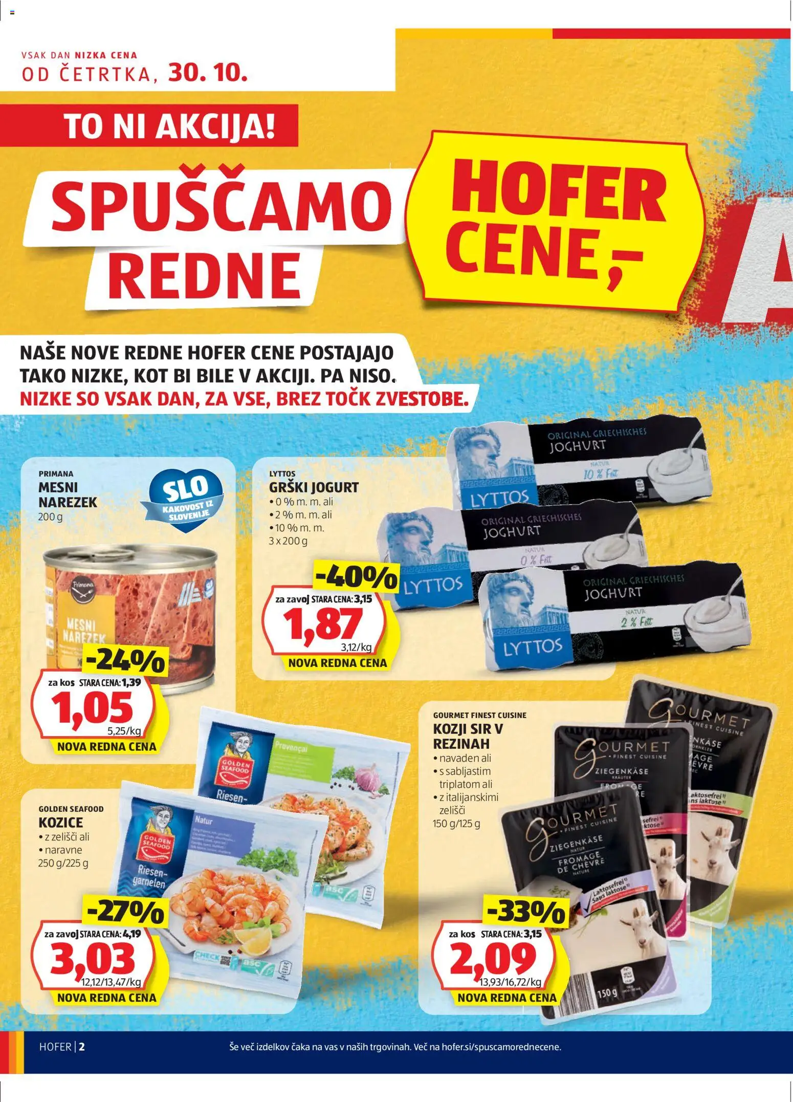Novi Hofer katalog ponudbe – veljaven od 30.10.2025 | Stran: 2 | Izdelki: Grški jogurt, Kozice, Kos, Jogurt