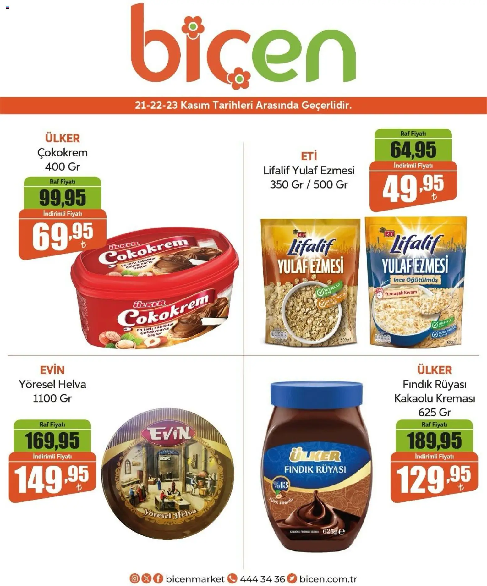 Biçen Market Hafta Sonu Fırsatları - 21.11.2025 tarihinden itibaren geçerlidir | Sayfa: 2 | Ürünler: Raf, Fındık, Yulaf