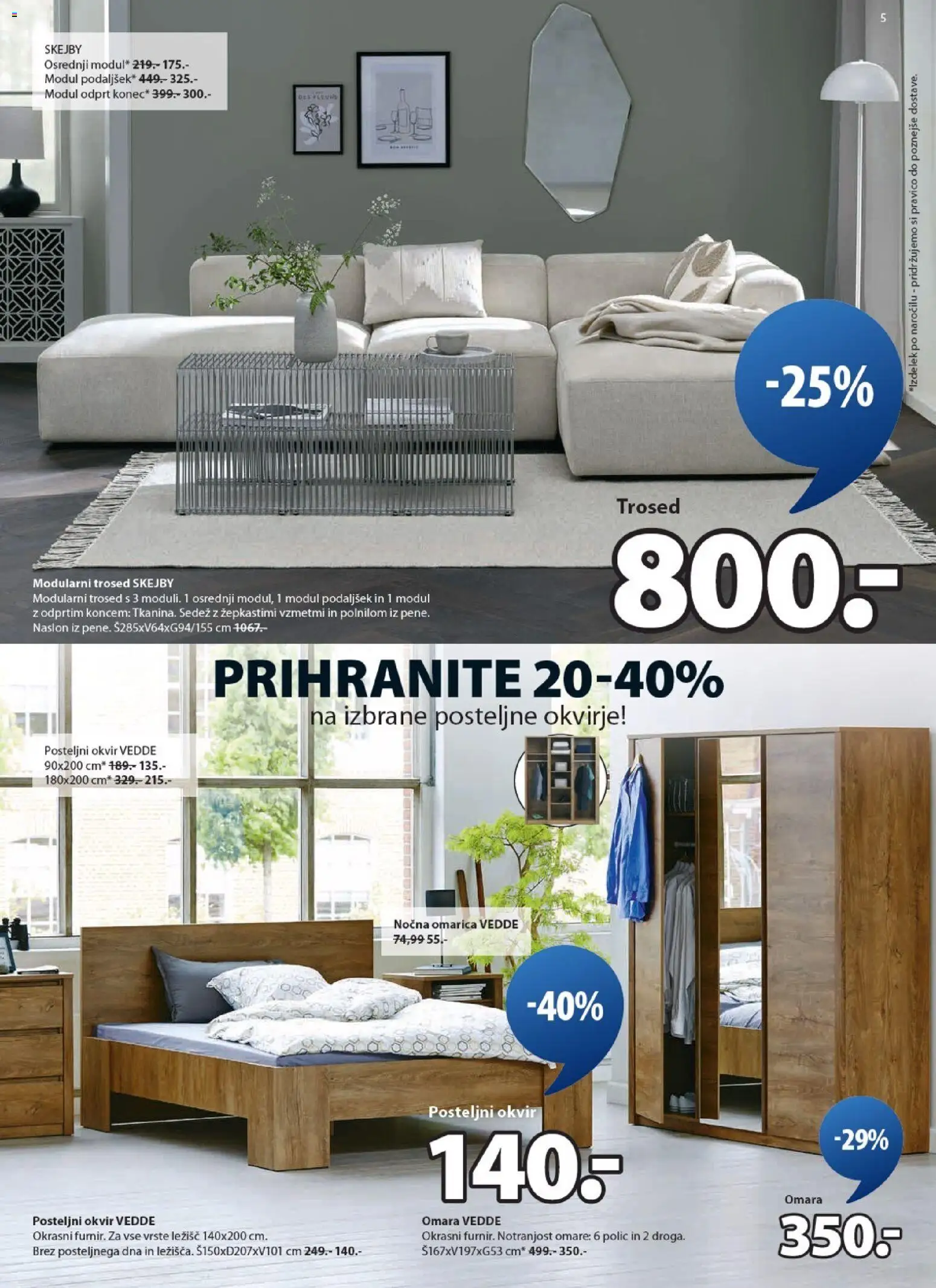 Novi JYSK katalog ponudbe – veljaven od 18.02.2026 | Stran: 5 | Izdelki: Trosed, Okvir, Omara, Nocna omarica