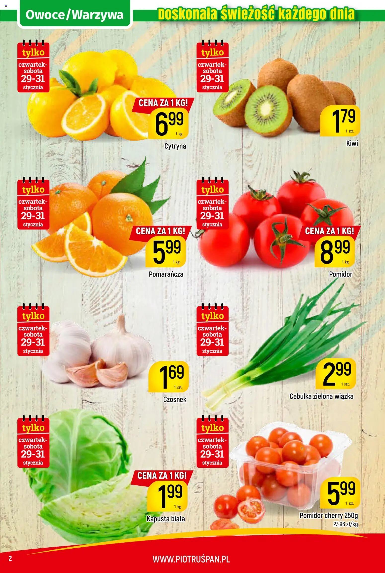 Piotruś Pan Gazetka od 29.01.2026 | Strona: 2 | Produkty: Pomidor cherry, Kiwi, Kapusta biała, Owoce