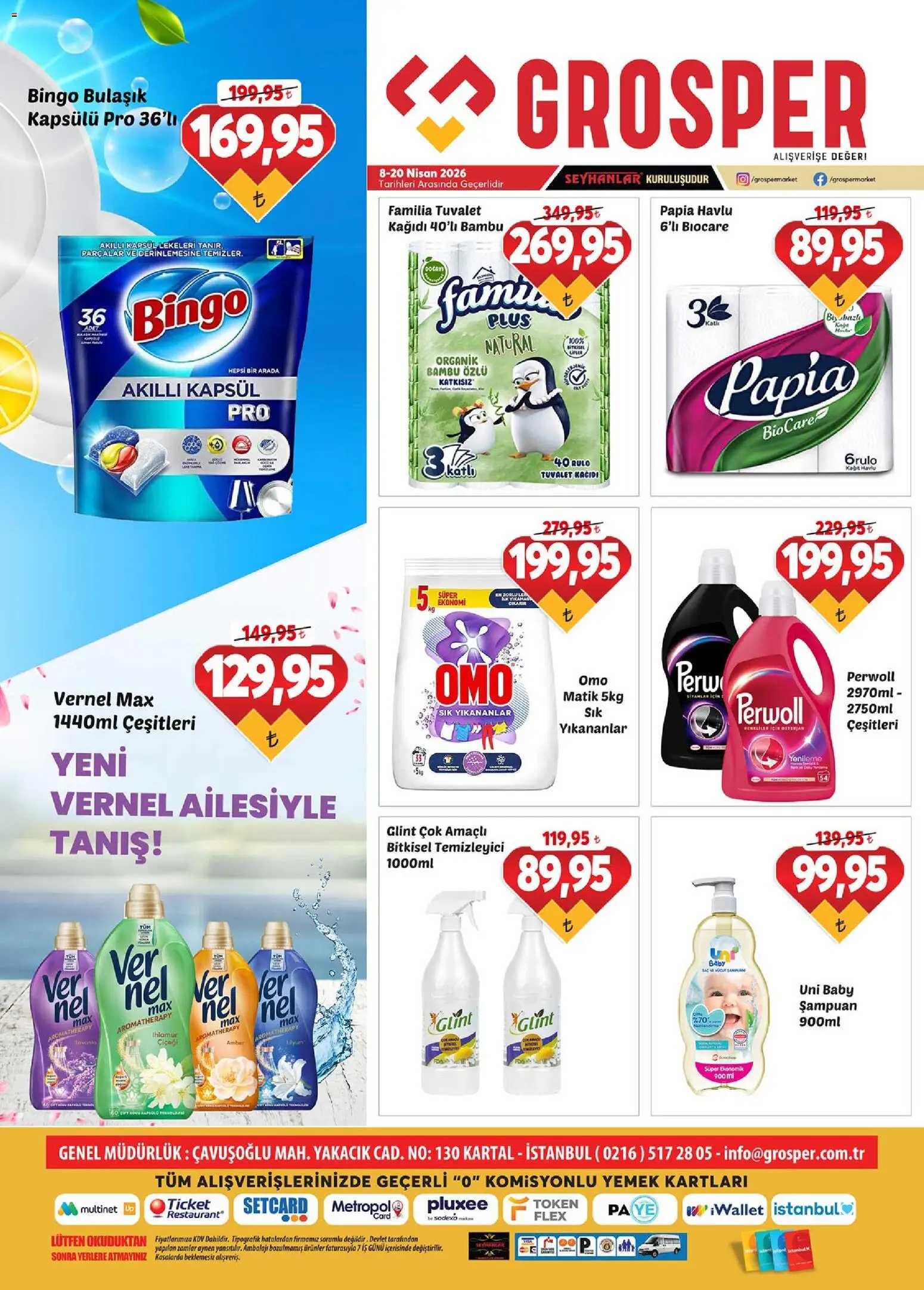 Grosper Katalog - 08.04.2026 tarihinden itibaren geçerlidir | Sayfa: 16 | Ürünler: Şampuan, Deterjan, Koku, Tuvalet kağıdı
