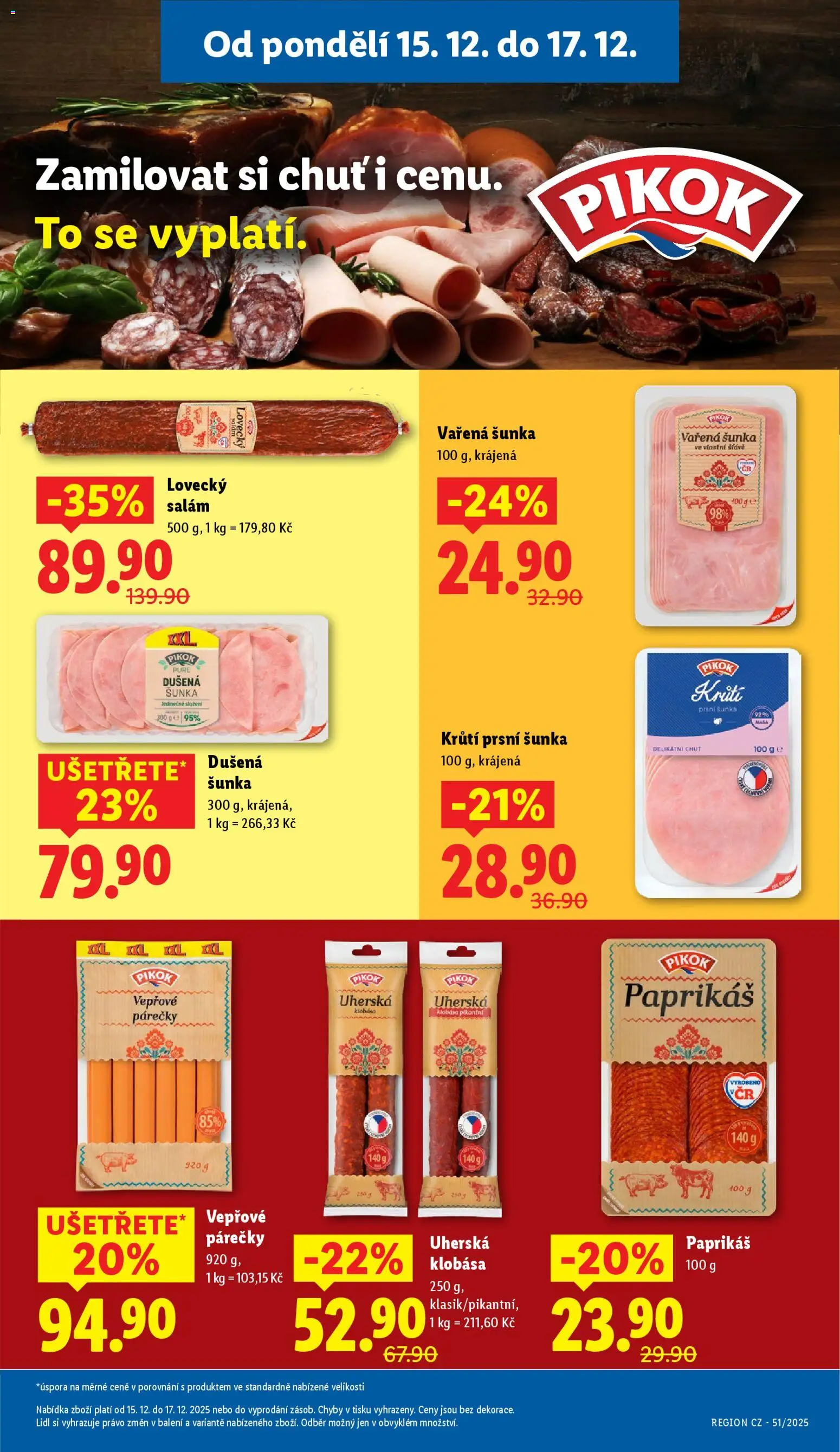Lidl leták od 15.12.2025 | Strana: 21 | Produkty: Salám, Šunka, Lovecký salám, Pikok