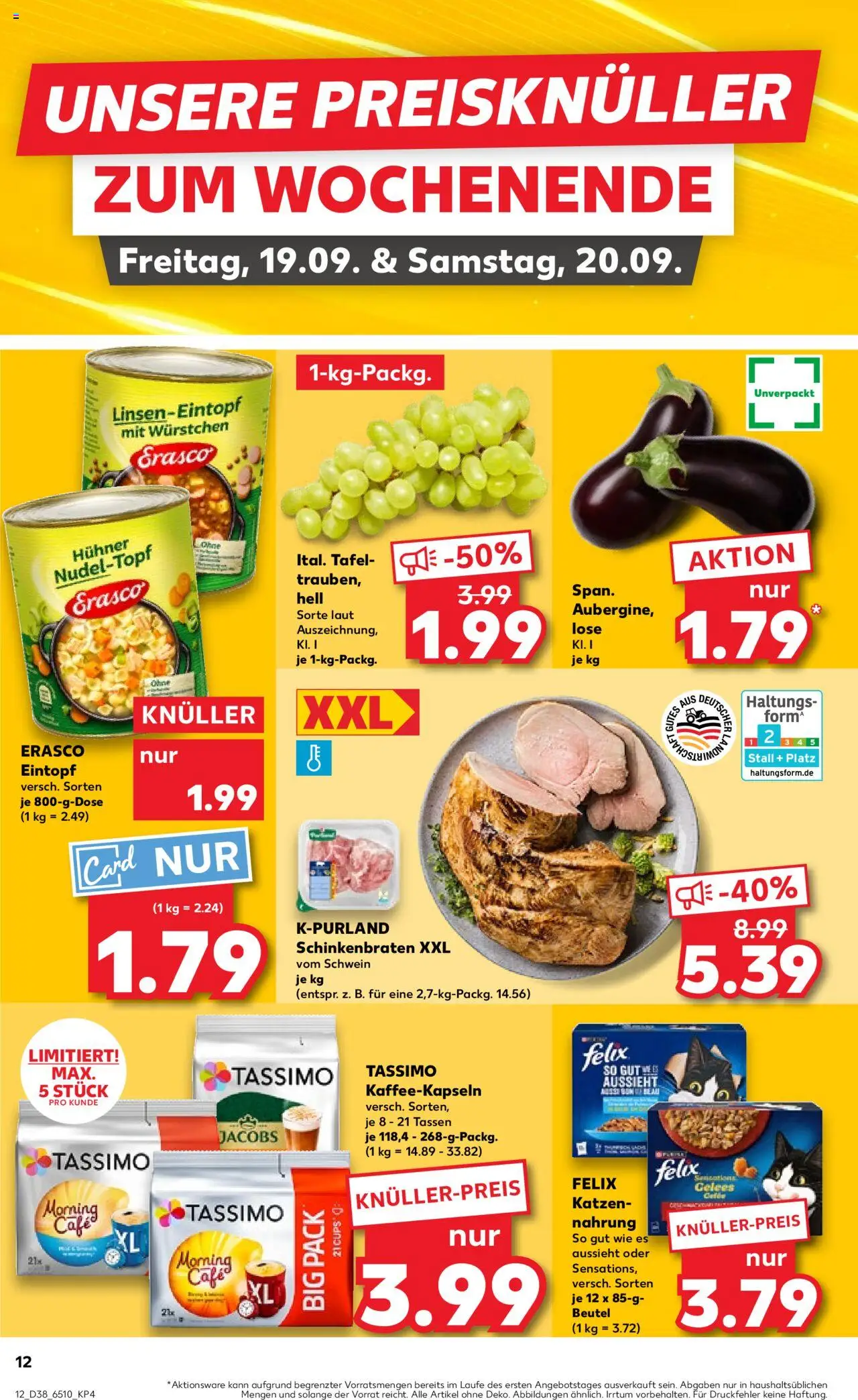 Kaufland prospekt Köln	 – gültig ab 18.09.2025 | Seite: 12 | Produkte: Erasco, Tassimo