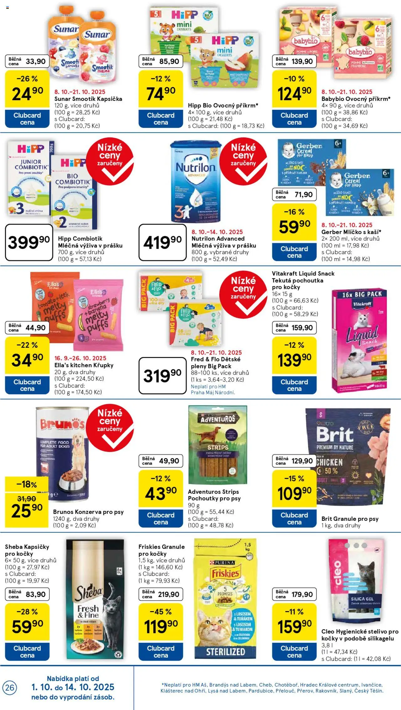 Tesco leták - Hypermarket od 08.10.2025 | Strana: 26 | Produkty: Sunar, Stelivo, Konzerva pro psy, Pleny