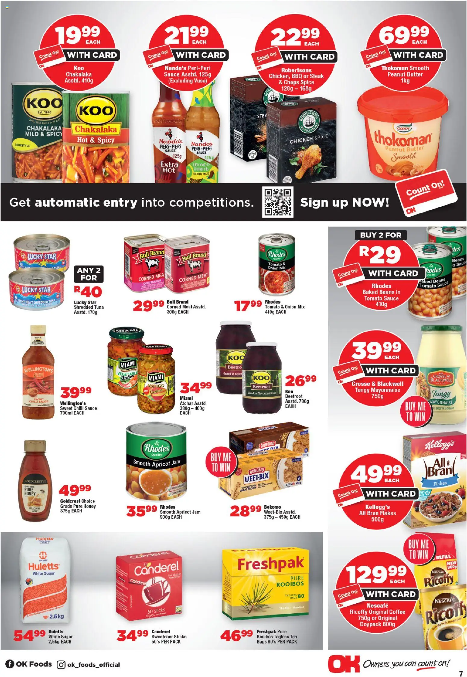 New OK Foods catalogue – valid from 24.10.2025 | Page: 7 | Products: Corned meat, Jam, Water, Chilli