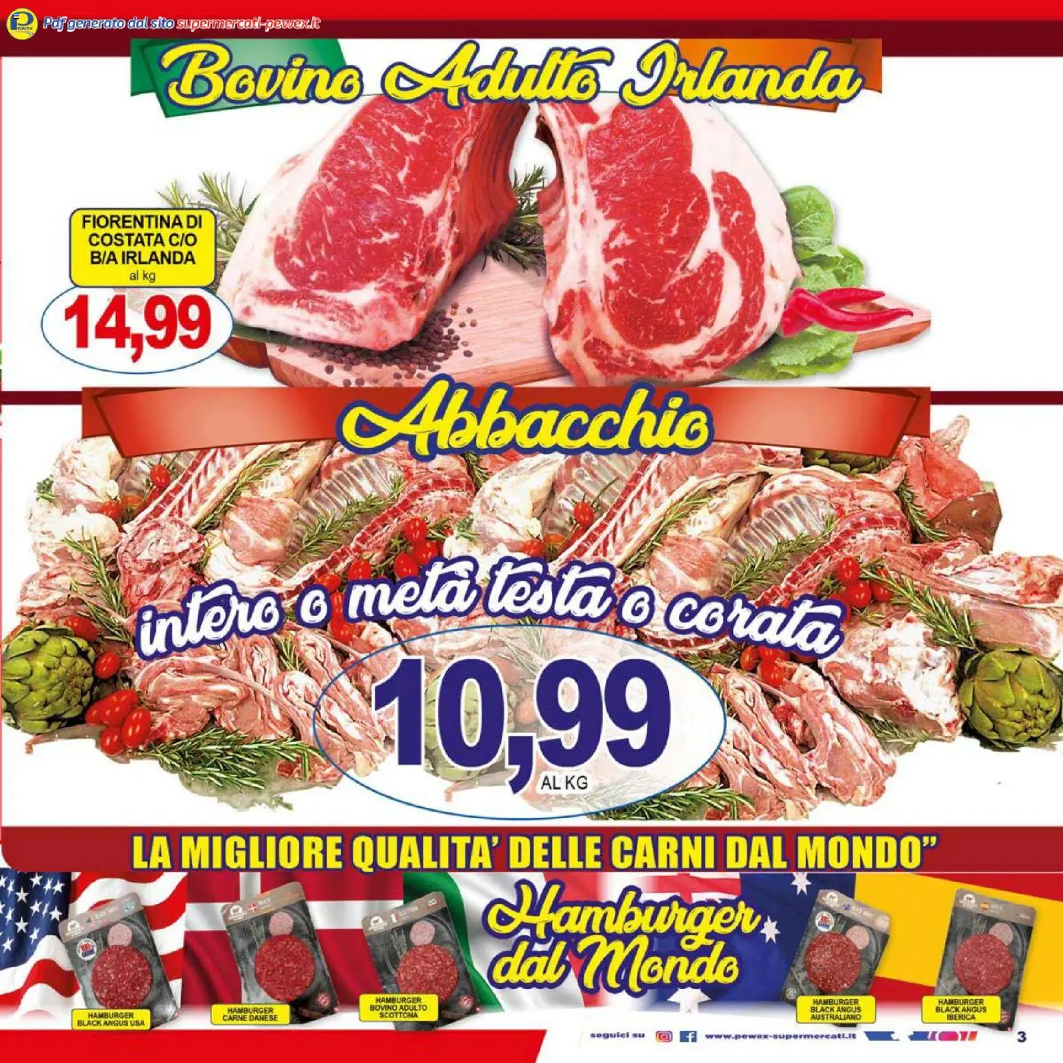 Volantino Pewex del 16.01.2026 | Pagina: 3 | Prodotti: Bovino, Hamburger