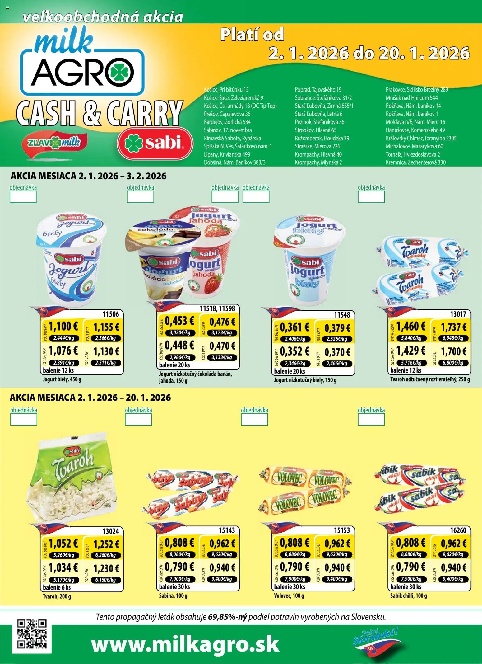Nové Milk Agro akcie – leták je platný od 02.01.2026 | Strana: 1 | Produkty: Jogurt, Chilli, Čokoláda, Tvaroh