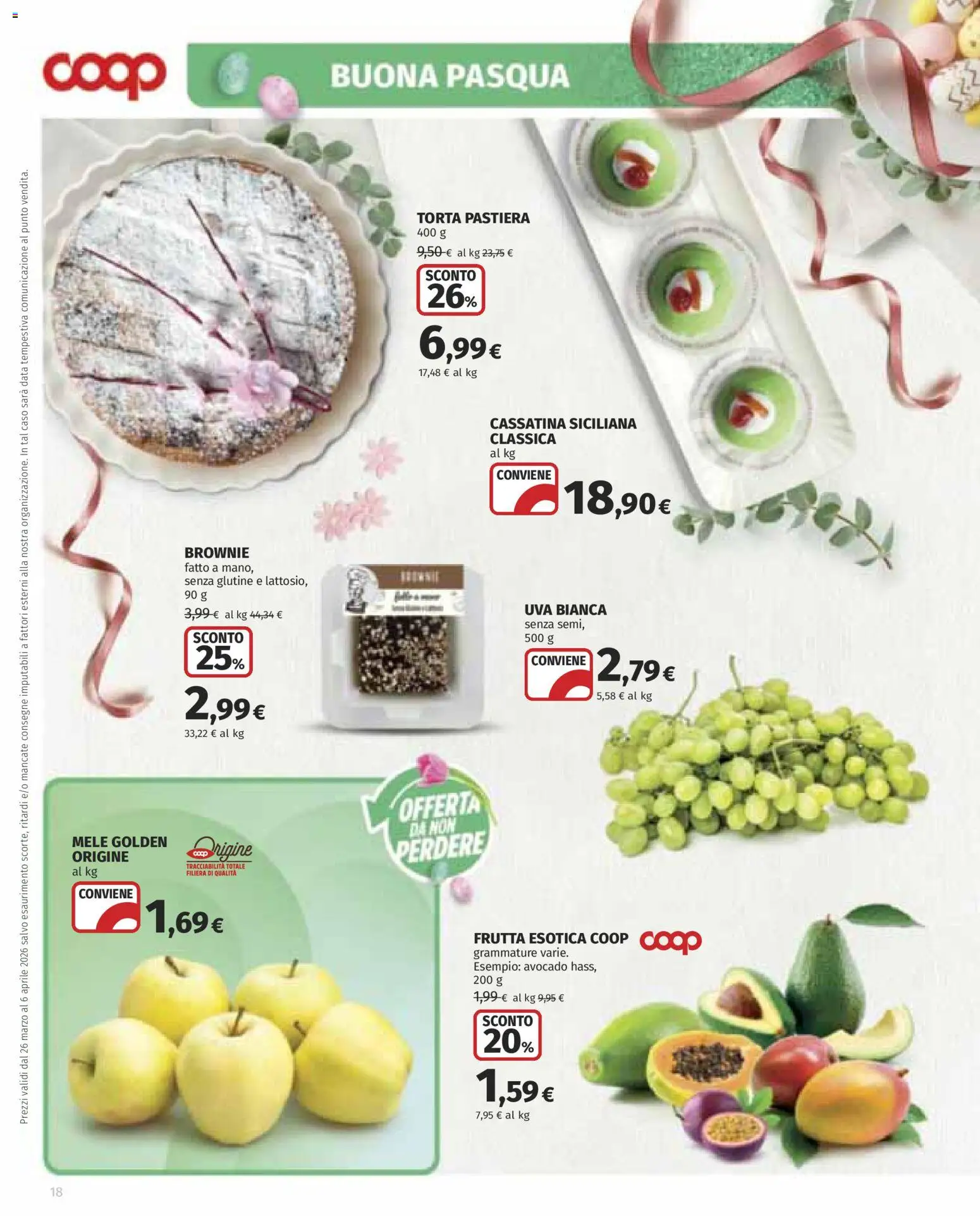 Volantino COOP del 26.03.2026 | Pagina: 18 | Prodotti: Mele, Frutta, Data, Torta