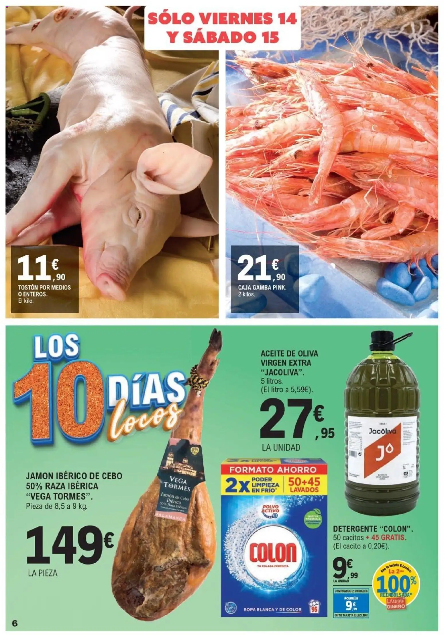 E.Leclerc folleto │ válido desde el 05.11.2025 | Página: 6 | Productos: Polvo, Aceite de oliva virgen extra, Ropa, Gamba