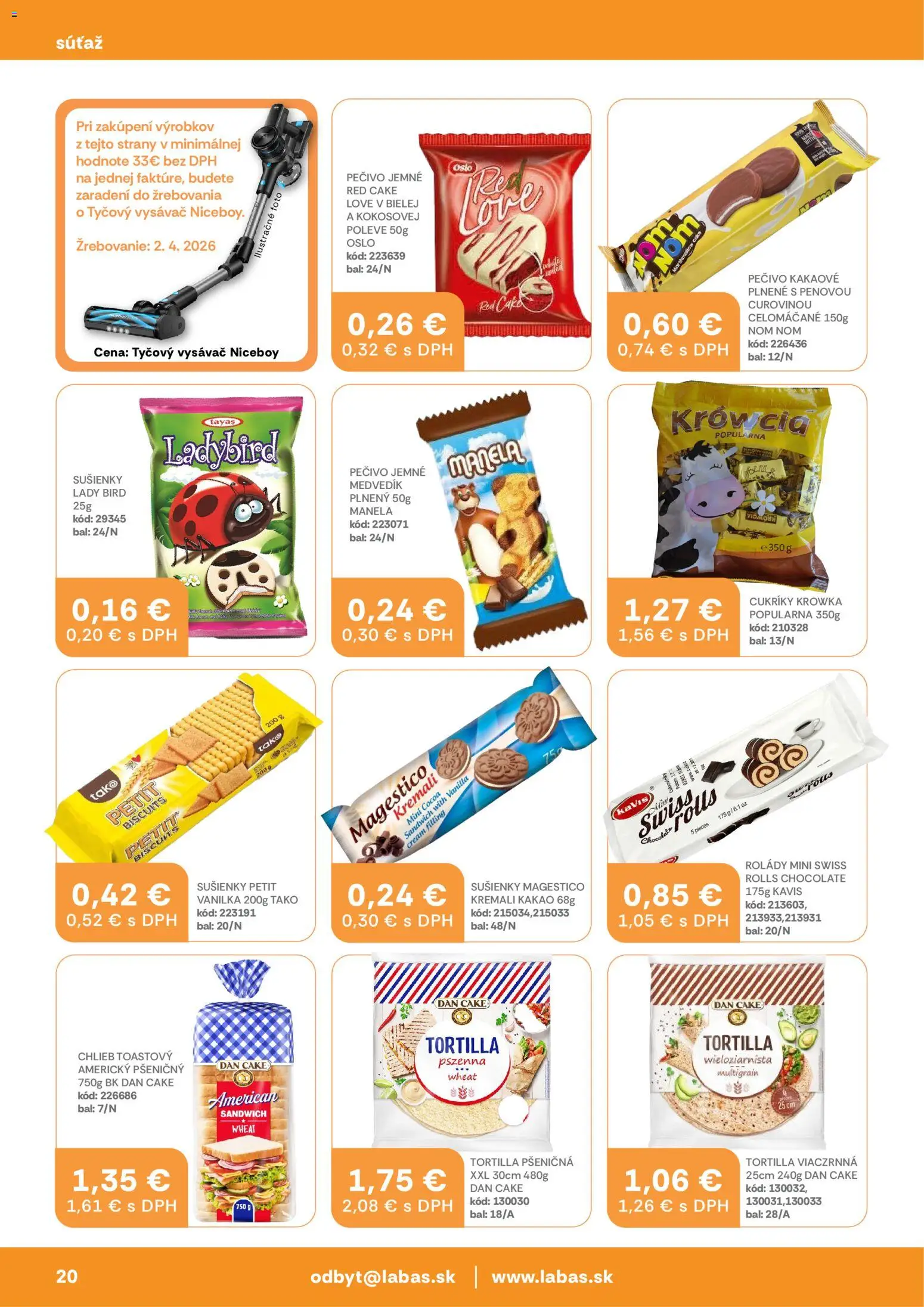 Nové Labaš akcie – leták je platný od 13.03.2026 | Strana: 20 | Produkty: Niceboy, Tyčový vysávač, Vysávač, Kakao