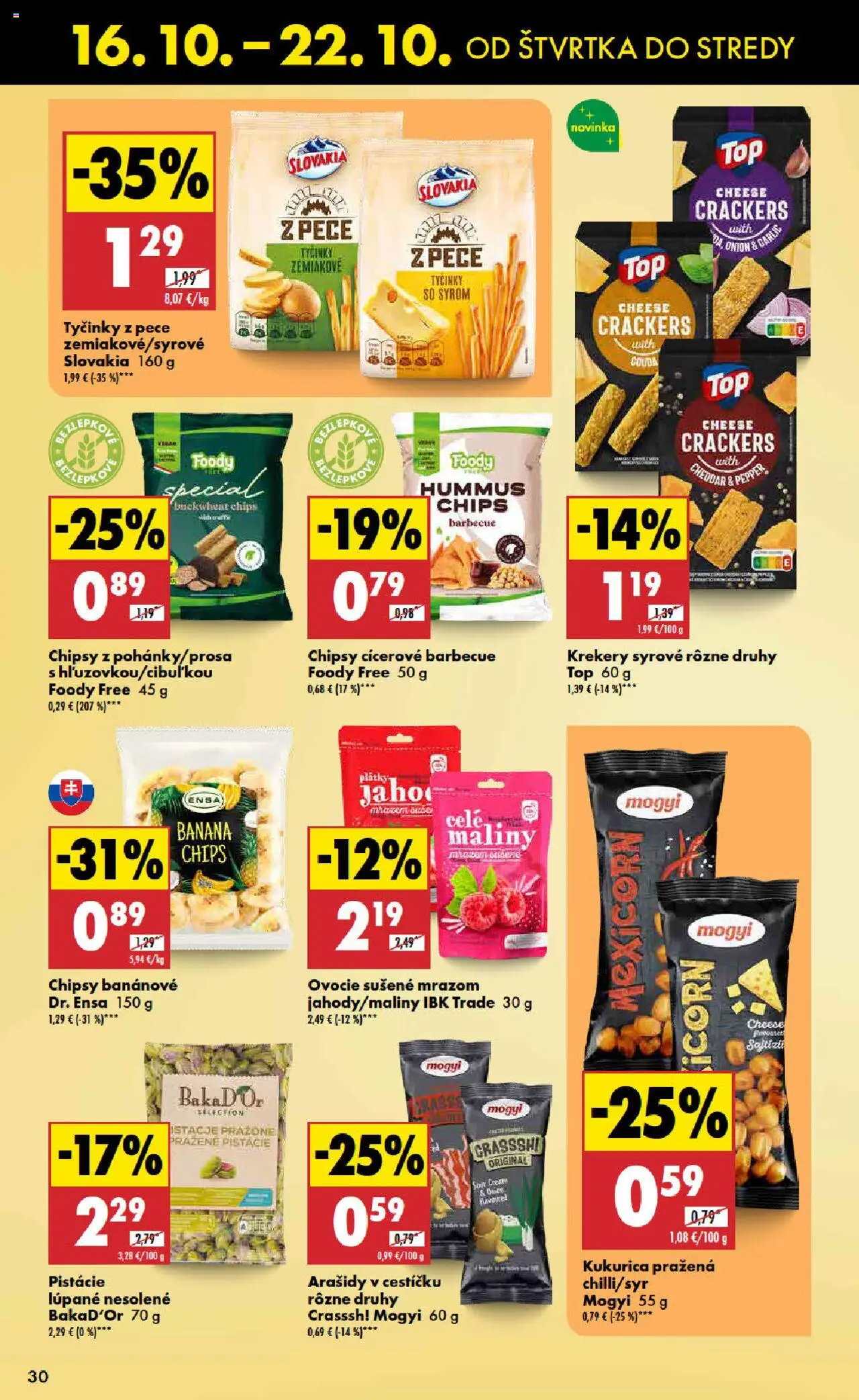Nové Biedronka akcie – leták je platný od 16.10.2025 | Strana: 30 | Produkty: Gouda, Chipsy, Maliny, Ovocie