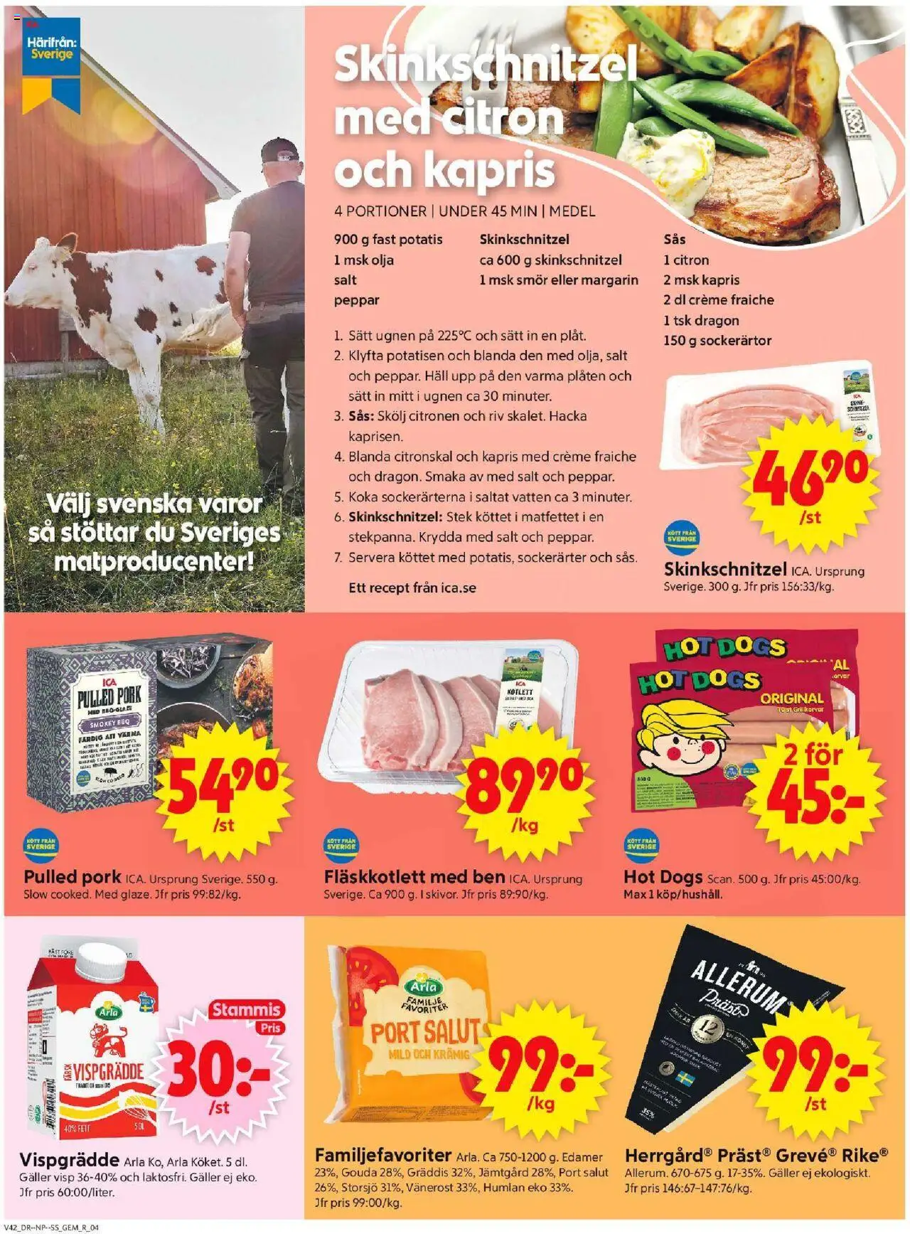 ICA Supermarket reklamblad aktuell från 13.10.2025 | Sida: 4 | Produkter: Gem, Olja, Vispgrädde, Ugnen