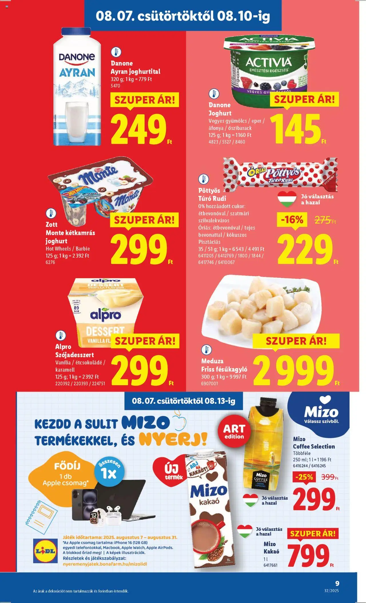 Lidl akciós ujság - amely érvényes a következő dátumtól: 07.08.2025 | Oldal: 9 | Termékek: Iphone, Étcsokoládé, Eper, Cukor