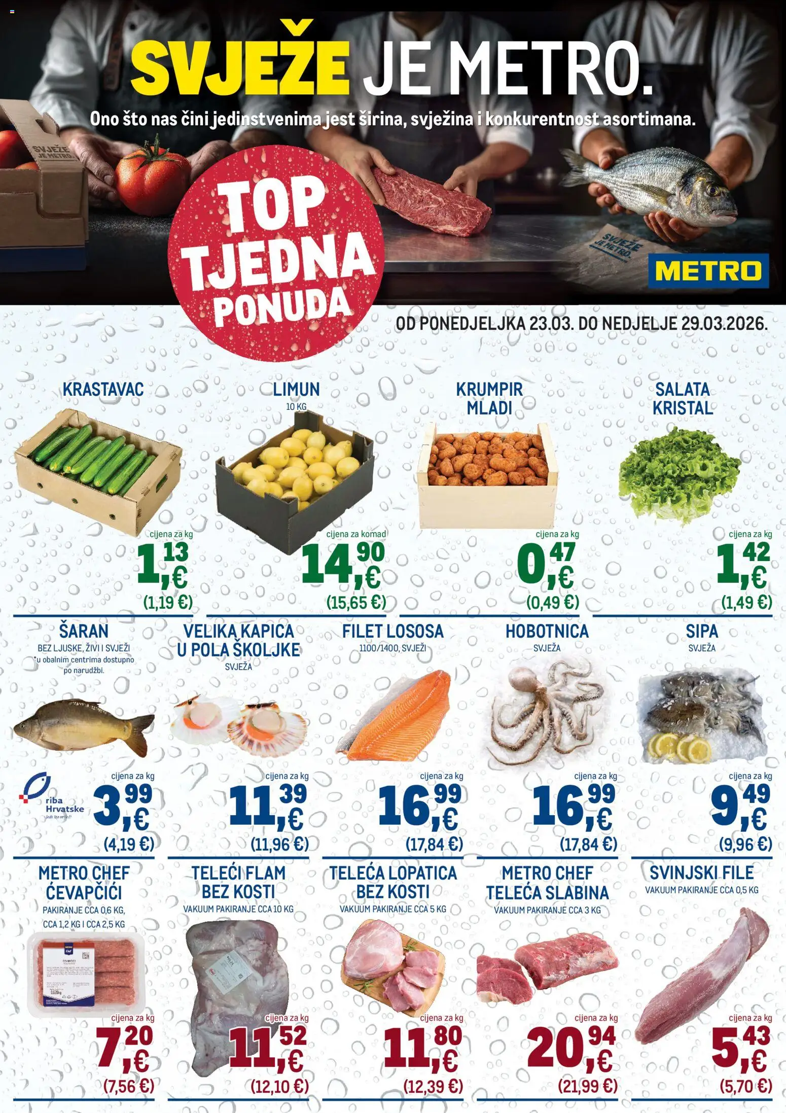 Metro katalog | vrijedi od 23.03.2026 | Stranica: 1 | Proizvodi: Šaran, Hobotnica, Riba, Krastavac