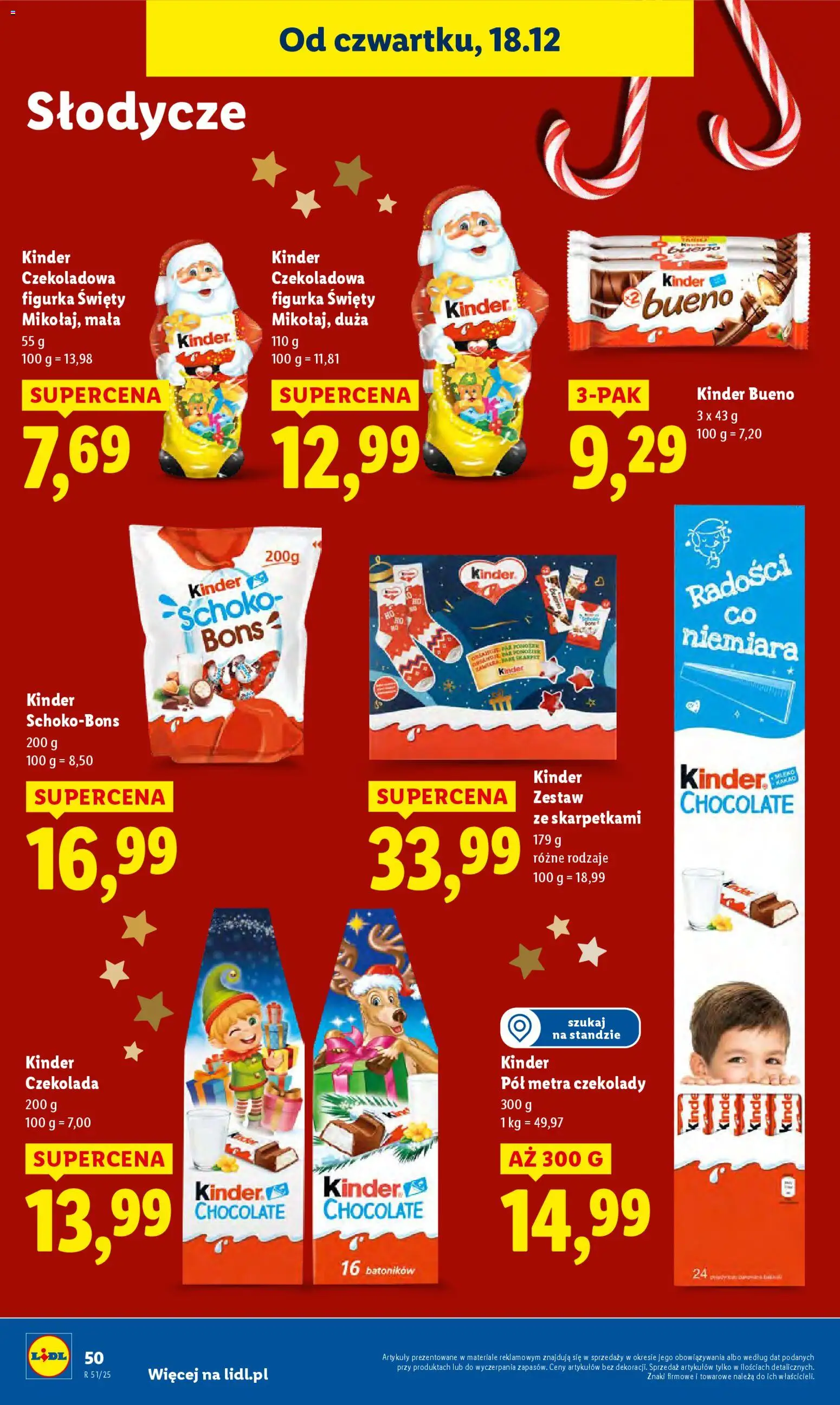 Lidl Gazetka od 18.12.2025 | Strona: 52 | Produkty: Czekolady, Słodycze, Czekoladowa, Kinder Bueno