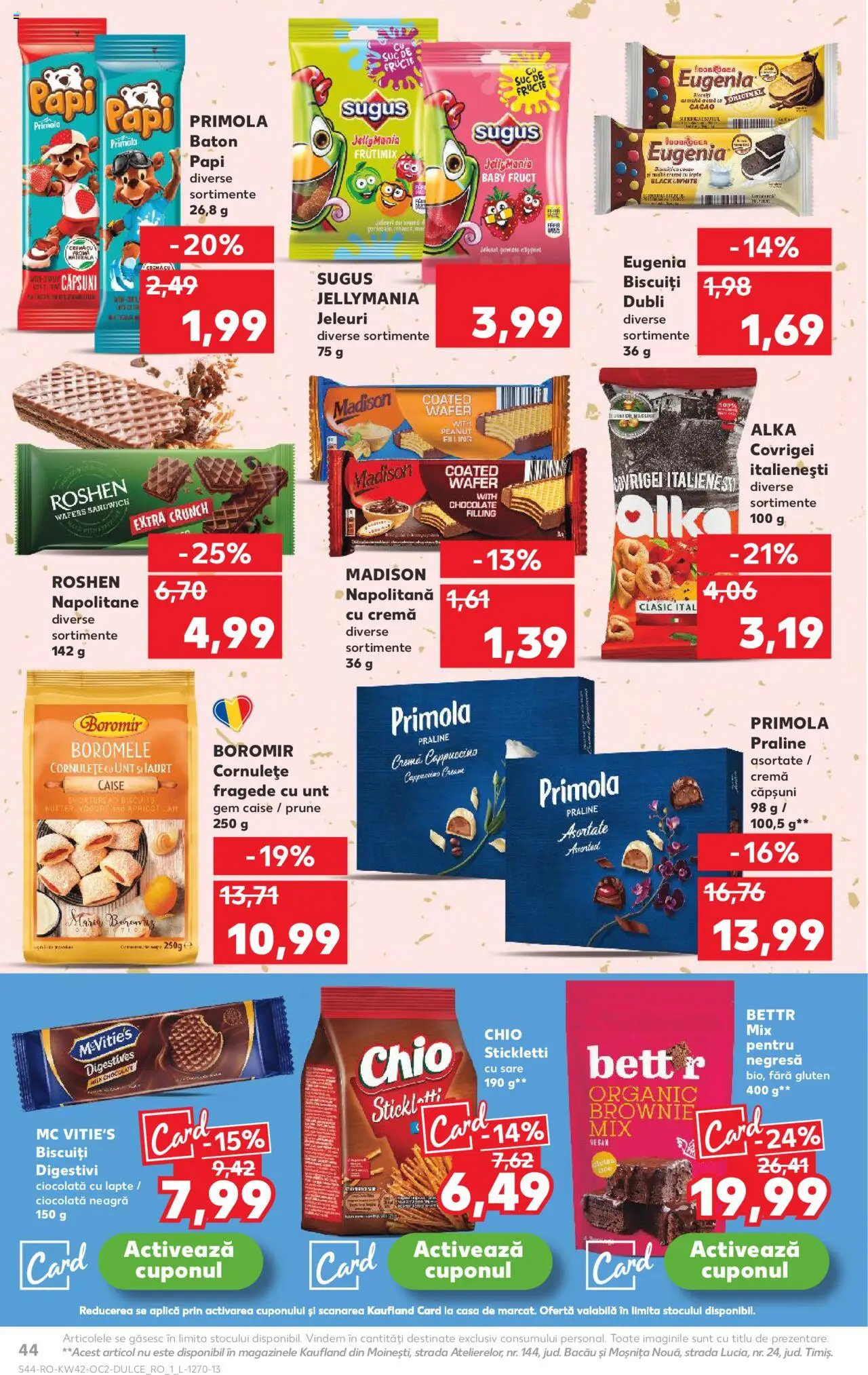 Kaufland RO akciós ujság - amely érvényes a következő dátumtól: 15.10.2025 | Oldal: 44 | Termékek: Cappuccino, Praliné, Vegán, Brownie