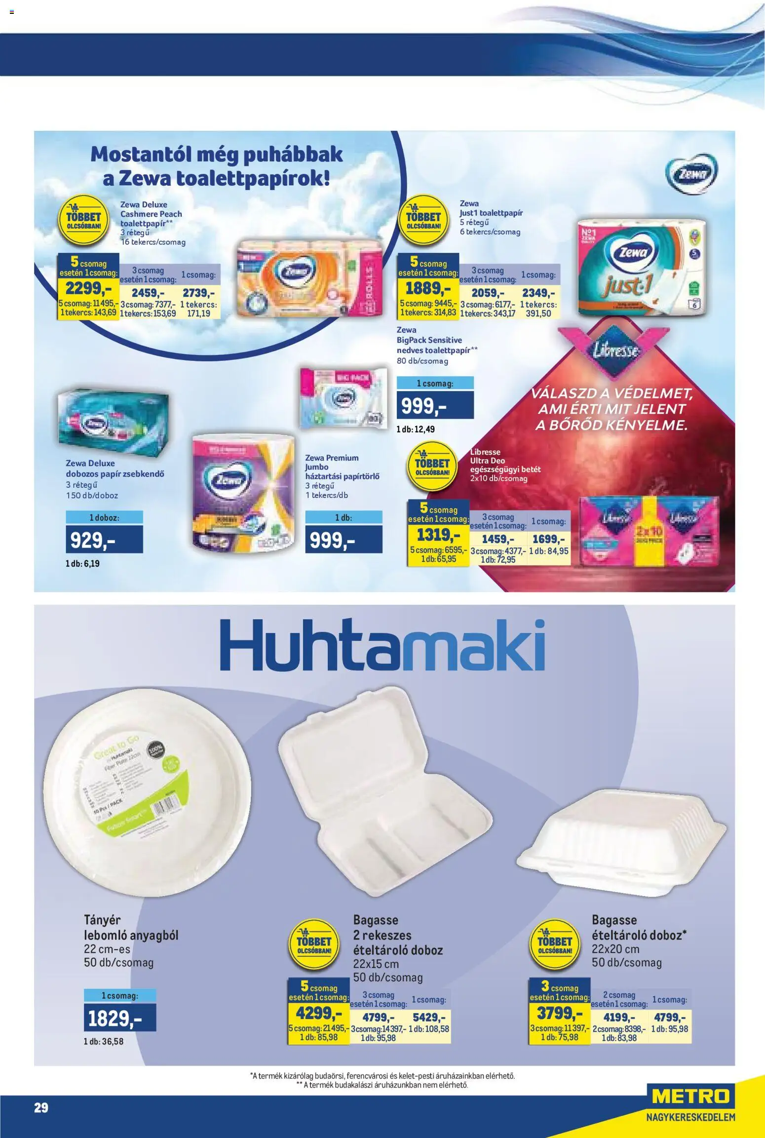 Metro akciós ujság - amely érvényes a következő dátumtól: 02.05.2026 | Oldal: 29 | Termékek: Papírtörlő, Doboz, Tányér, Só