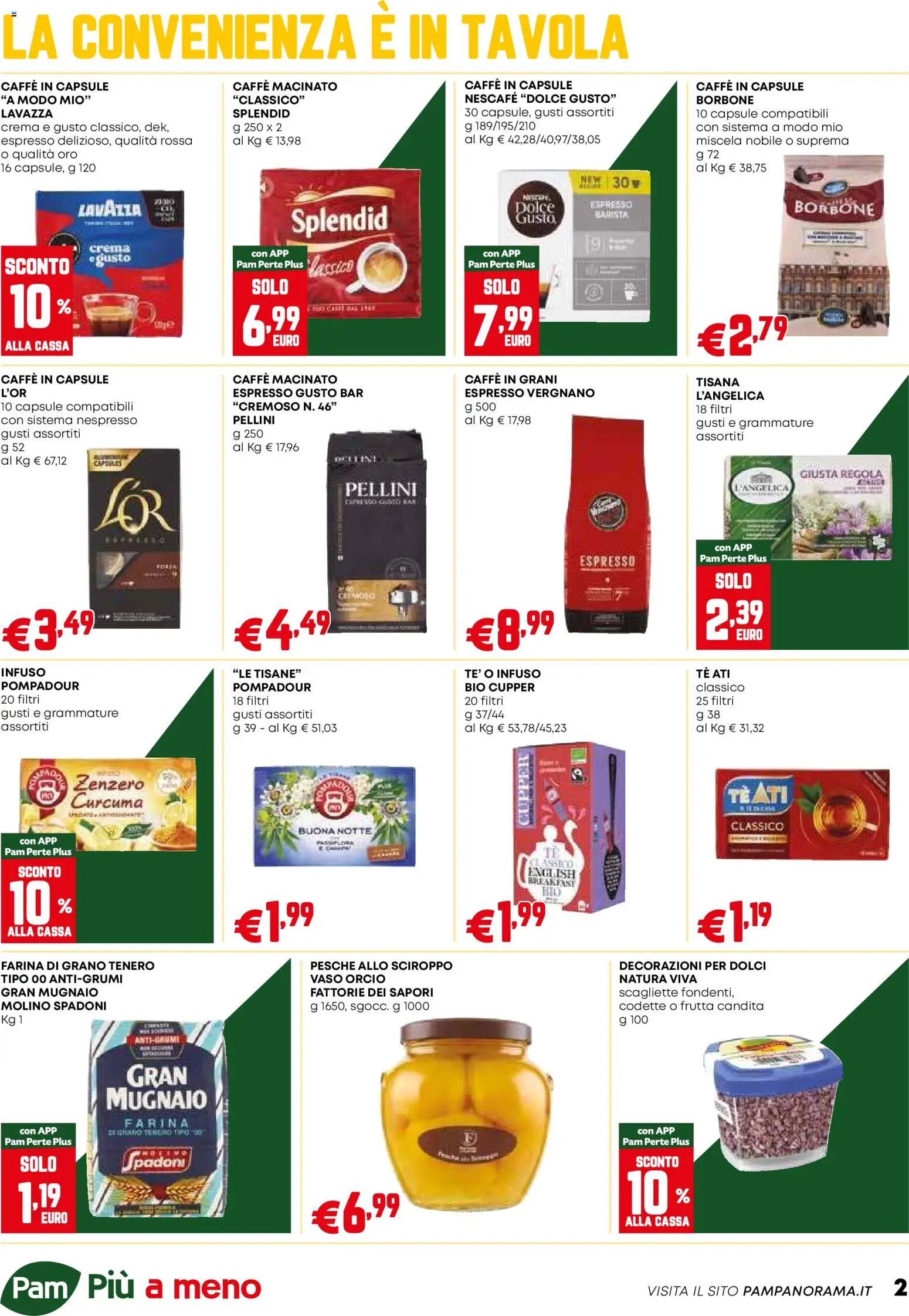 Volantino PAM del 18.12.2025 | Pagina: 2 | Prodotti: Caffè, Frutta, Caffe in capsule, Decorazioni