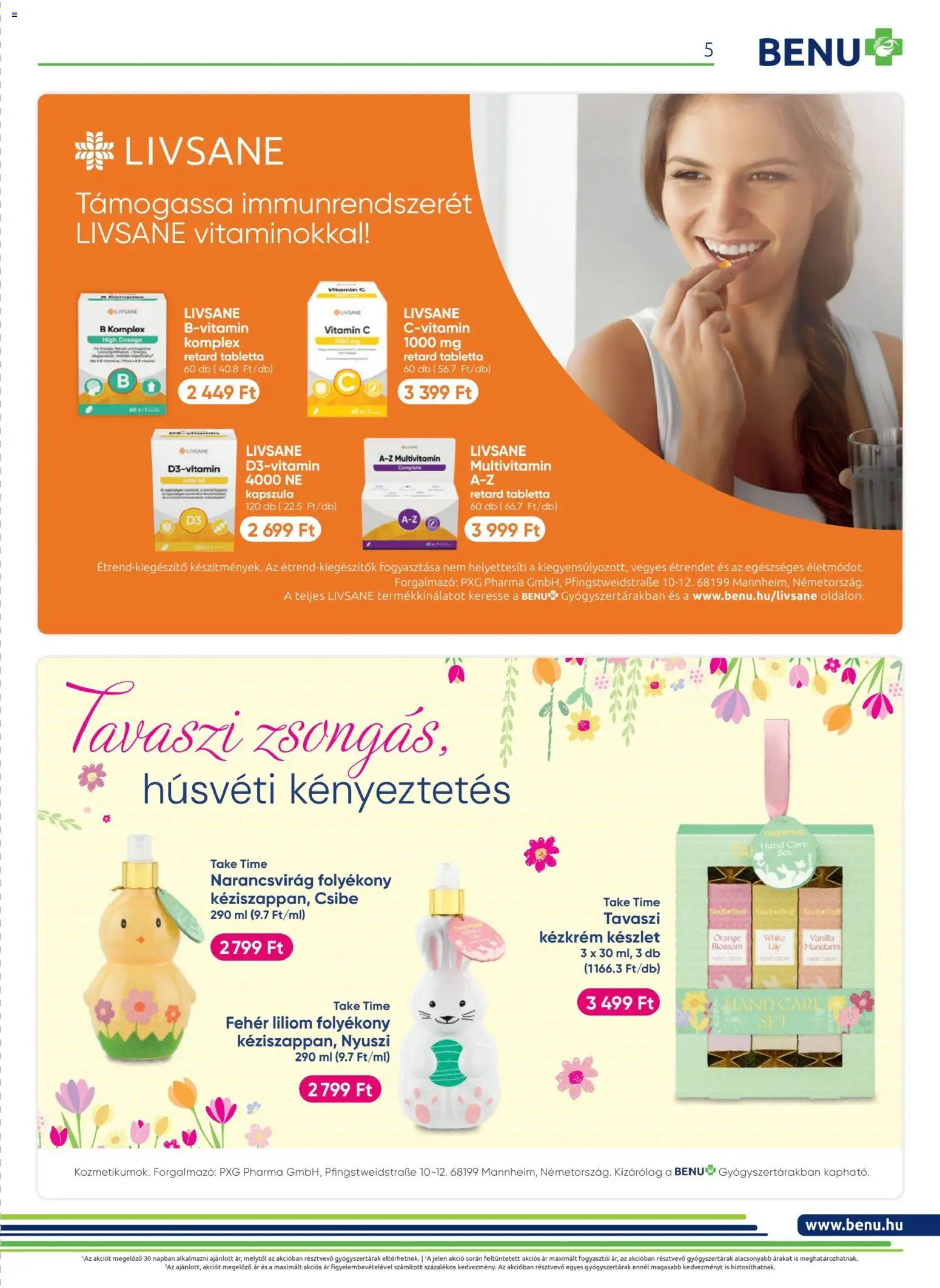 BENU Gyógyszertárak akciós ujság - amely érvényes a következő dátumtól: 01.04.2026 | Oldal: 5 | Termékek: Vitamin c, Kézkrém, Multivitamin, Mandarin