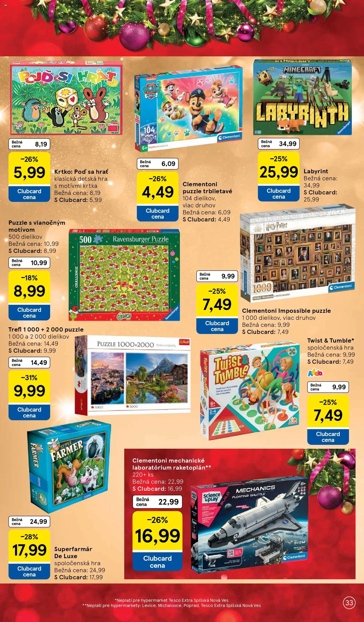 Nové Tesco akcie – leták je platný od 27.10.2025 | Strana: 33 | Produkty: Puzzle, Hra