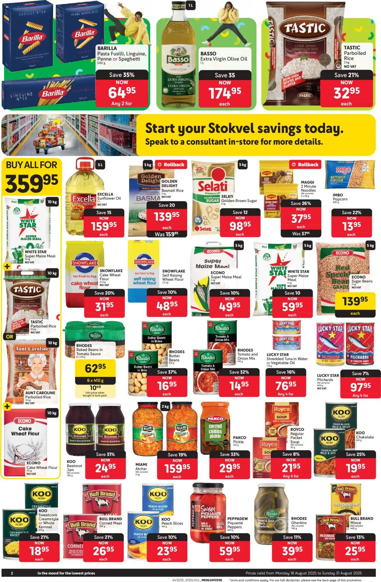 Makro Specials │ valid from 18.08.2025 | Page: 2 | Products: Pilchards, Maize meal, Rice, Beef
