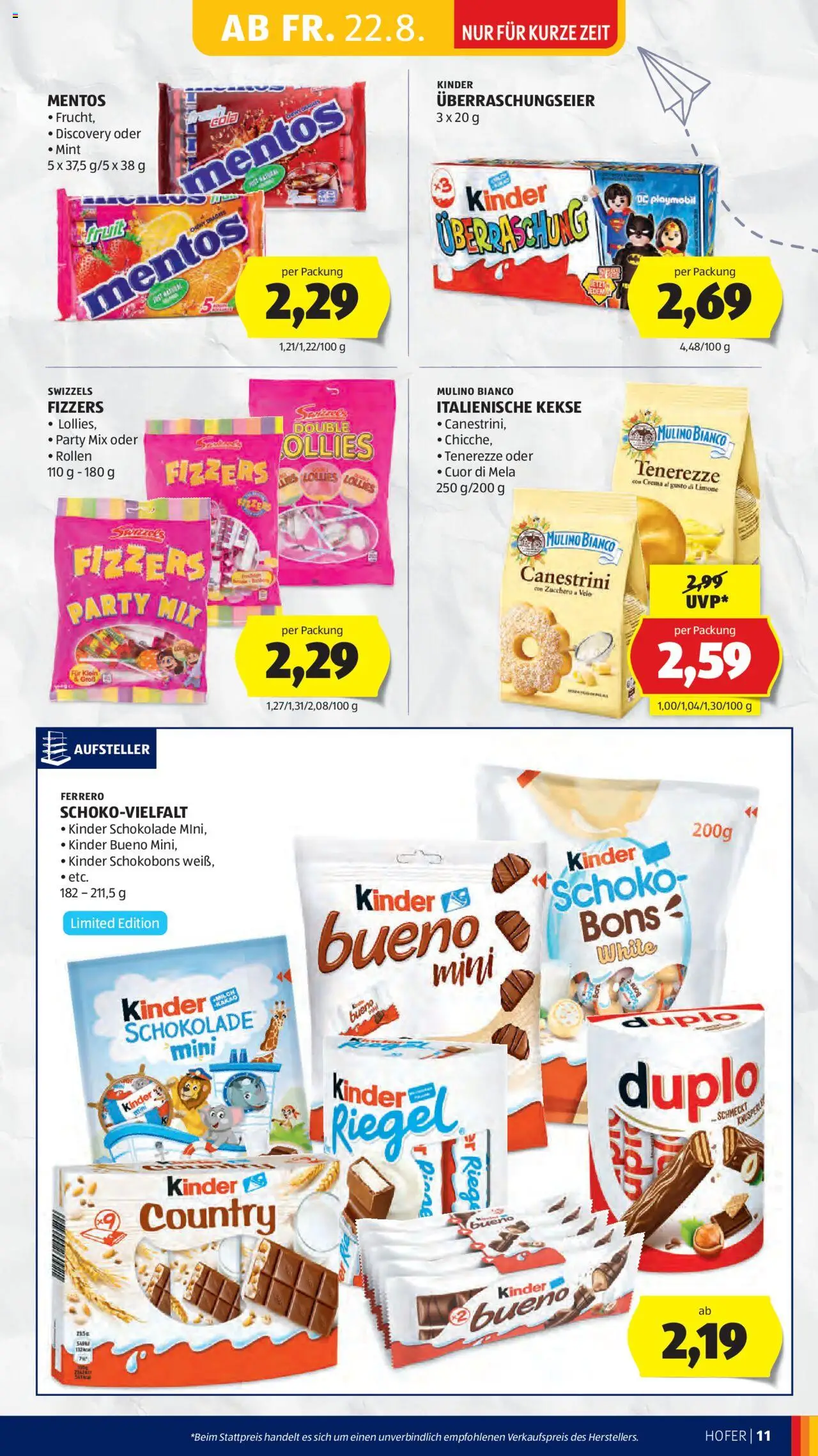 Hofer Flugblatt gültig ab 22.08.2025 | Seite: 13 | Produkte: Kekse, Schokolade