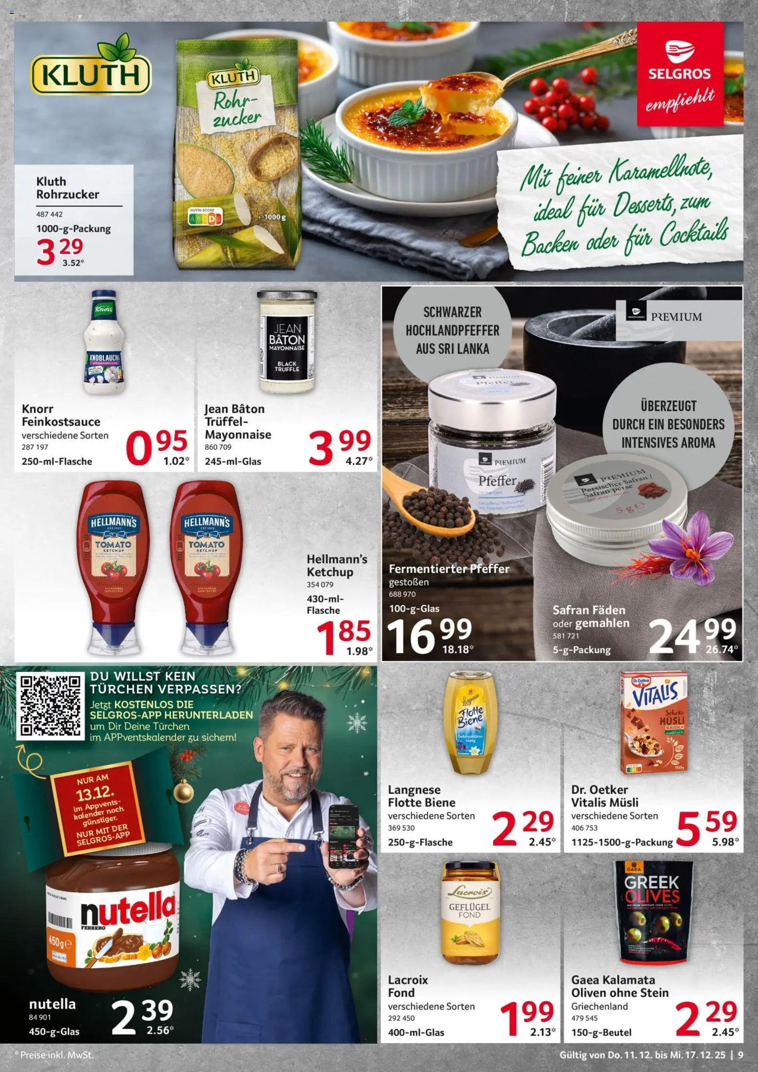 Selgros Prospekt 	 – gültig ab 11.12.2025 | Seite: 9 | Produkte: Langnese, Nutella, Pfeffer, Knoblauch