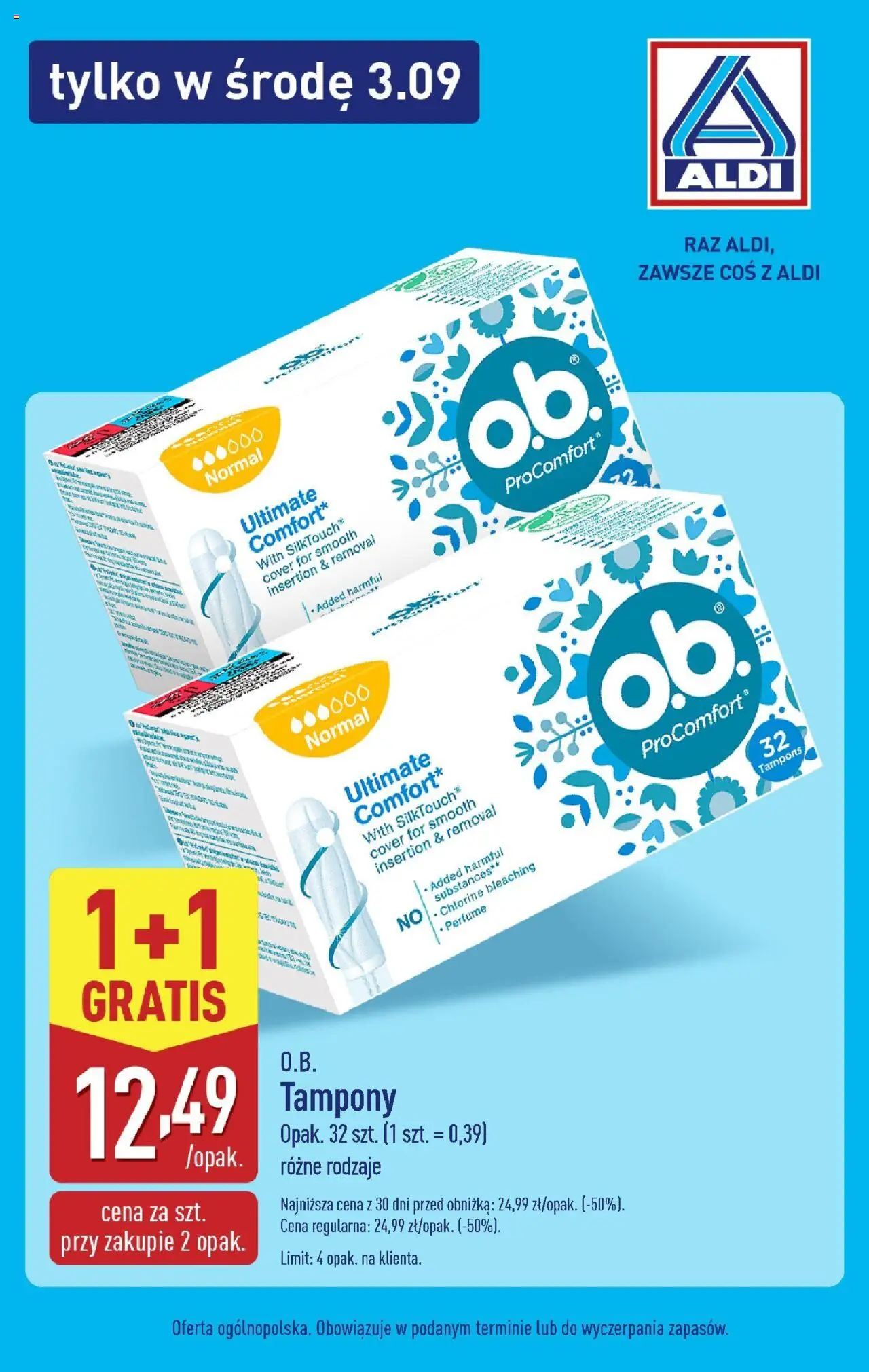 Aldi Gazetka - Tylko w środę od 03.09.2025 | Strona: 3 | Produkty: Tampony